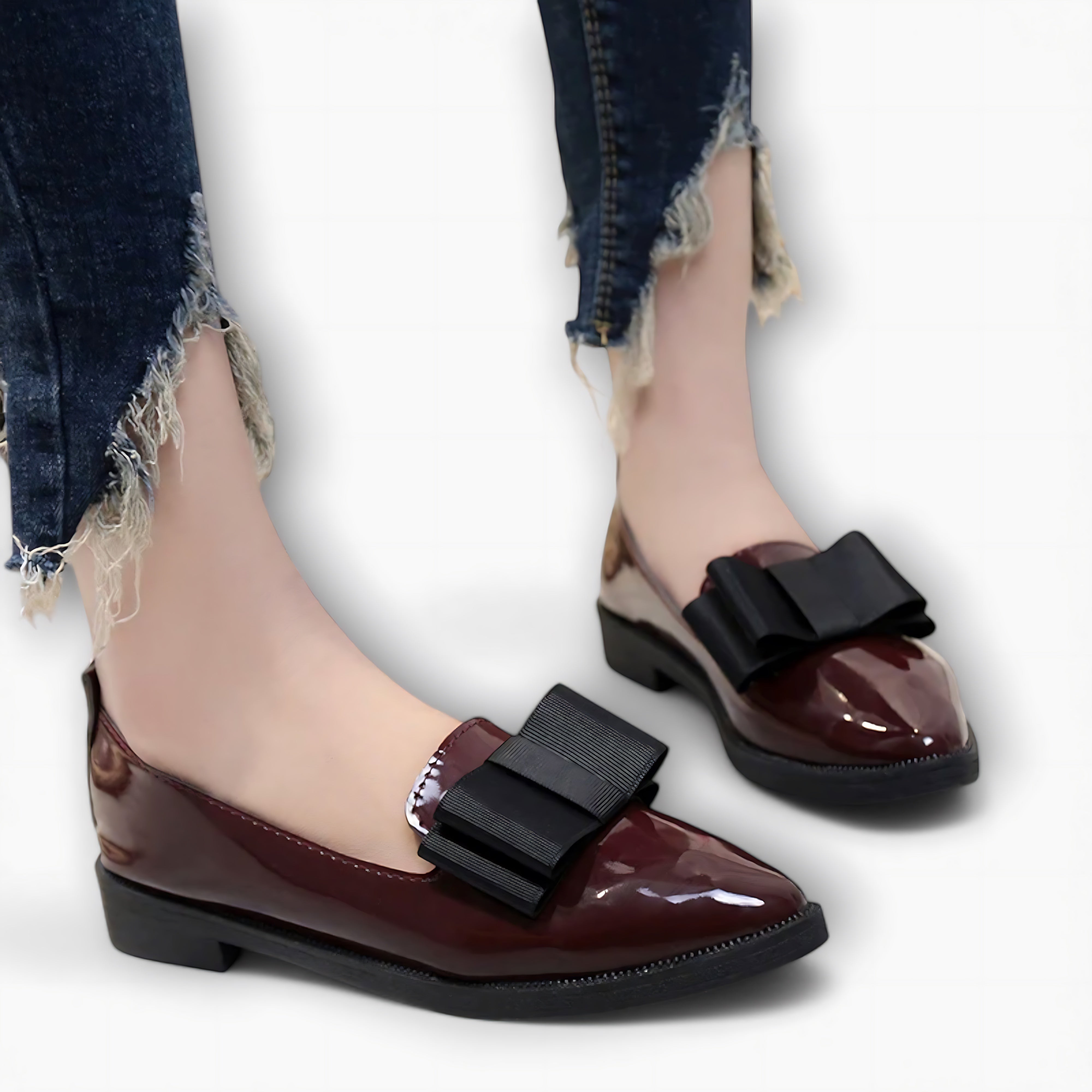 Rosalie – Patent Bow Pointed Toe Loafers