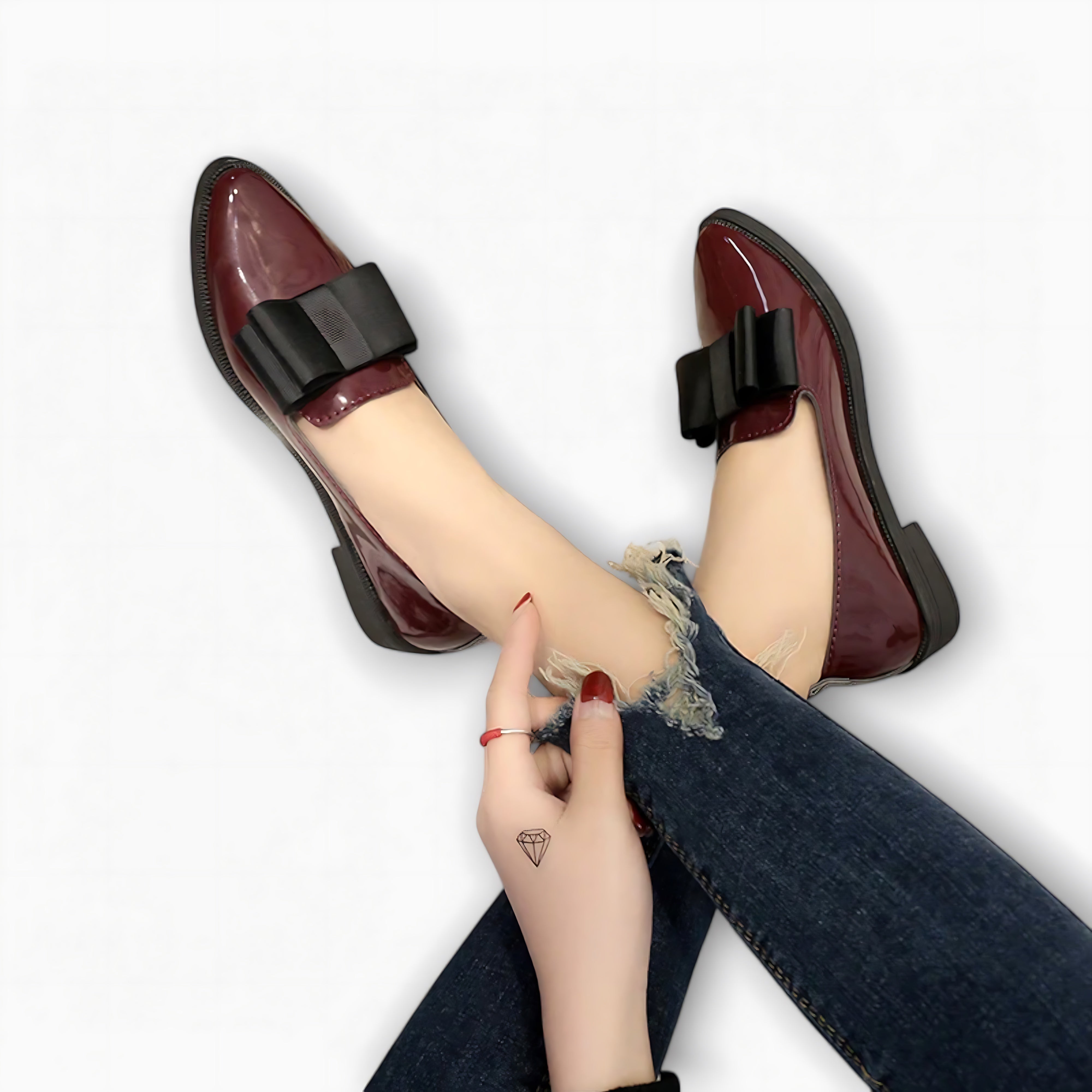 Rosalie – Patent Bow Pointed Toe Loafers