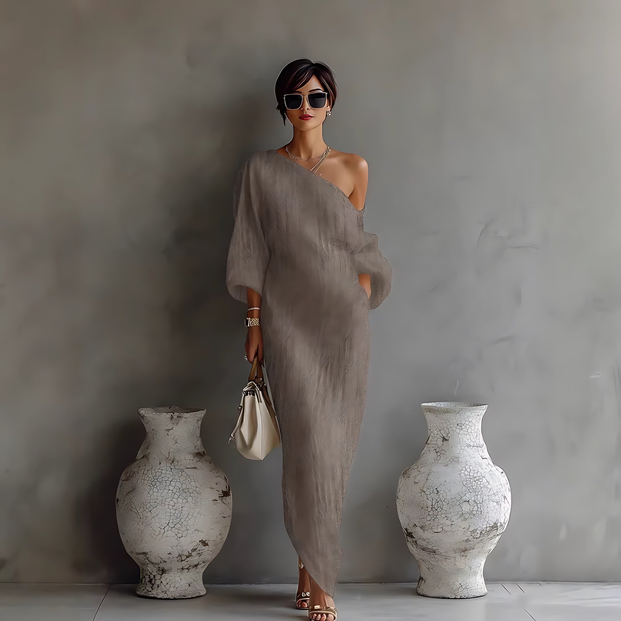 Rose – Off Shoulder Lantern Sleeve Vacation Maxi Dress