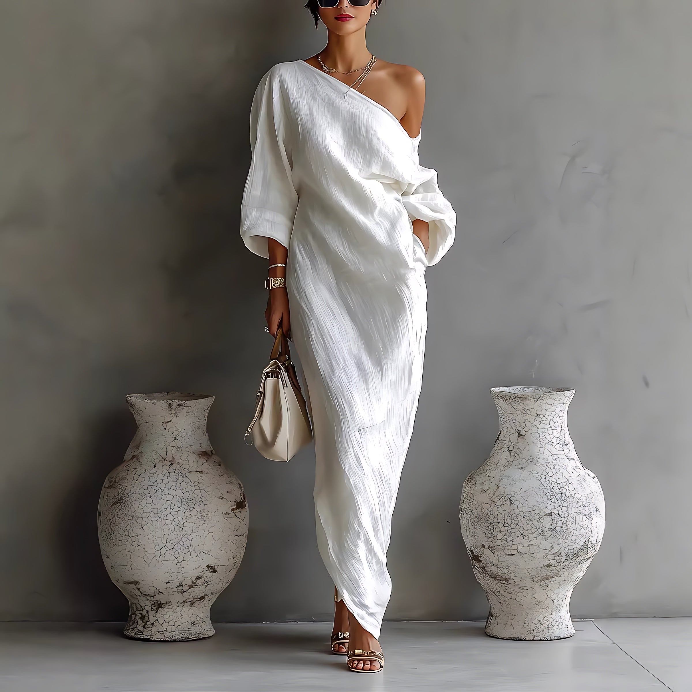 Rose – Off Shoulder Lantern Sleeve Vacation Maxi Dress