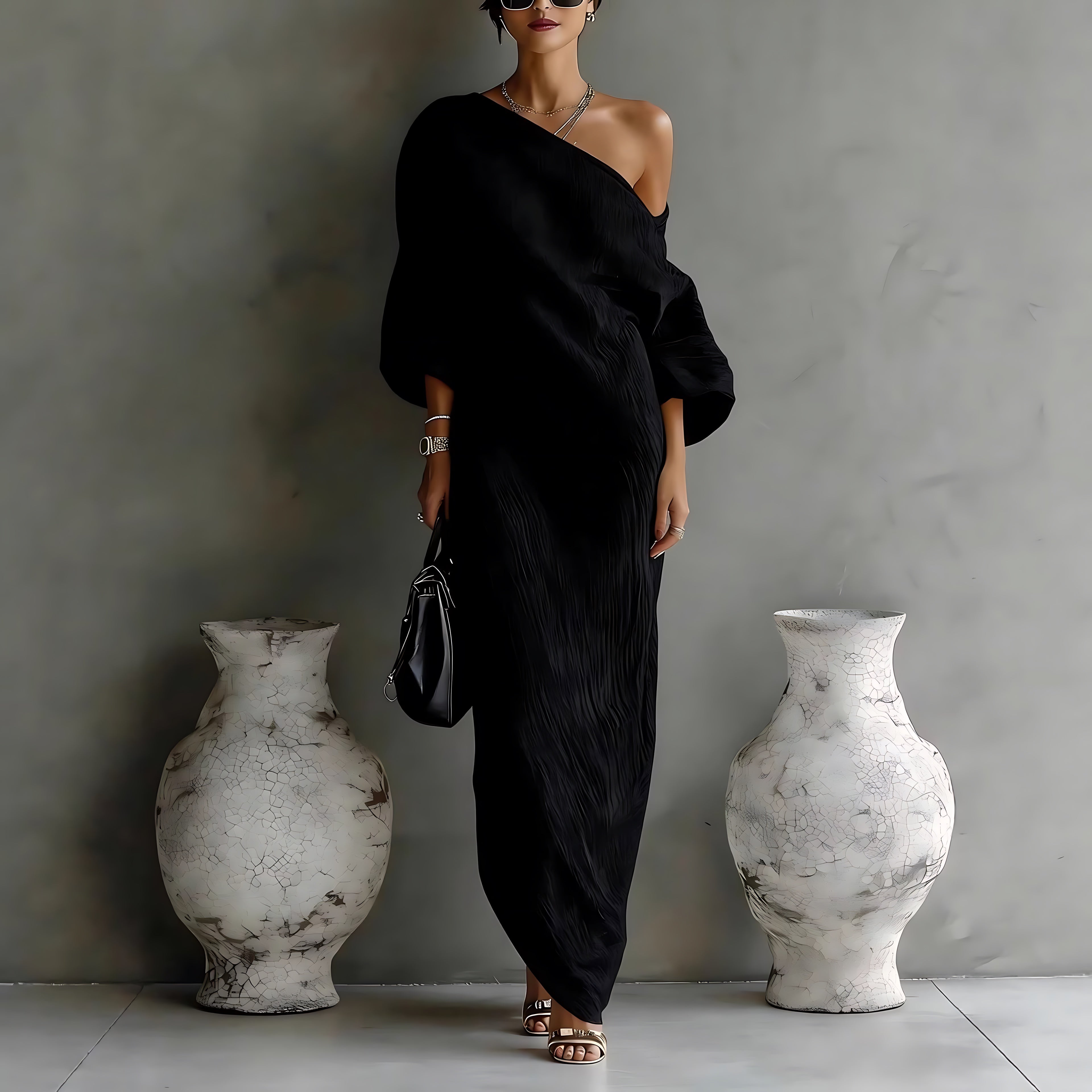 Rose – Off Shoulder Lantern Sleeve Vacation Maxi Dress