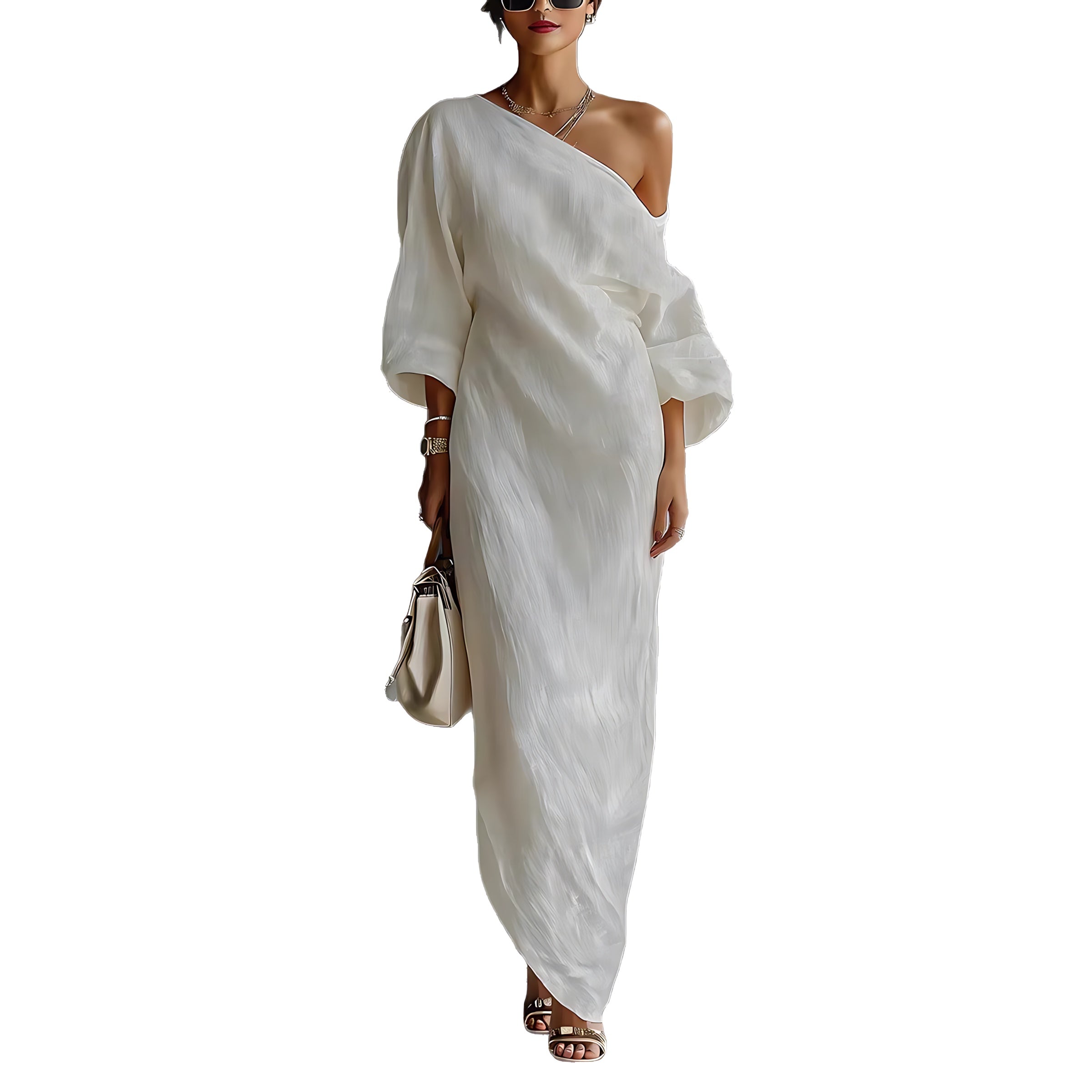 Rose – Off Shoulder Lantern Sleeve Vacation Maxi Dress