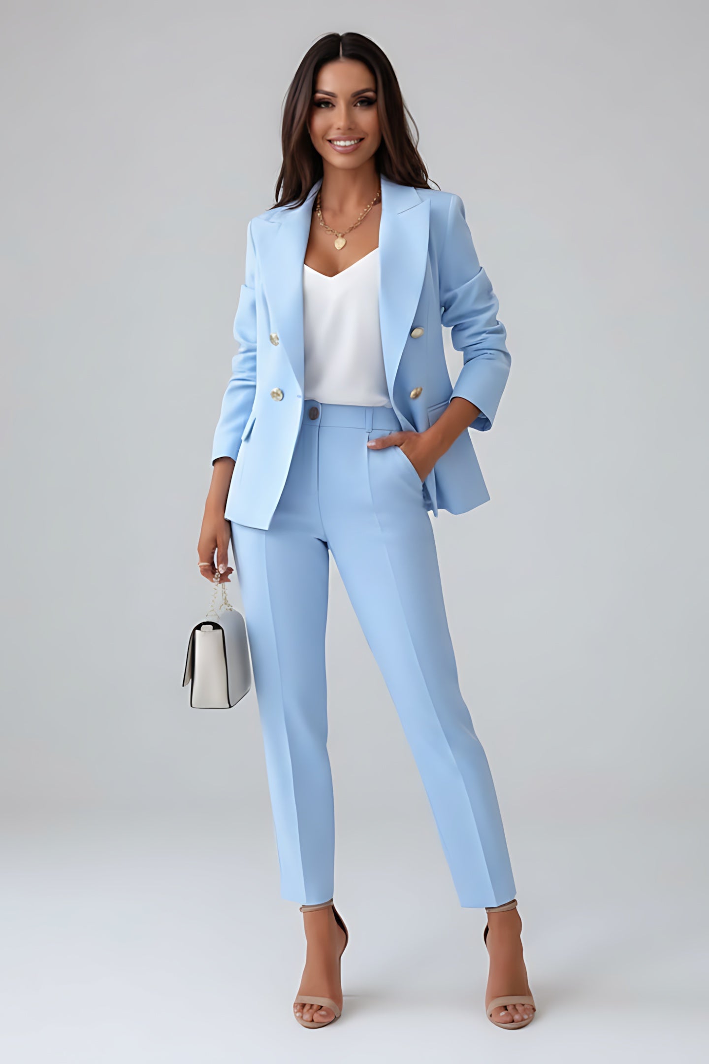 Rose – Tailored Double Breasted Blazer And Slim Pants Set