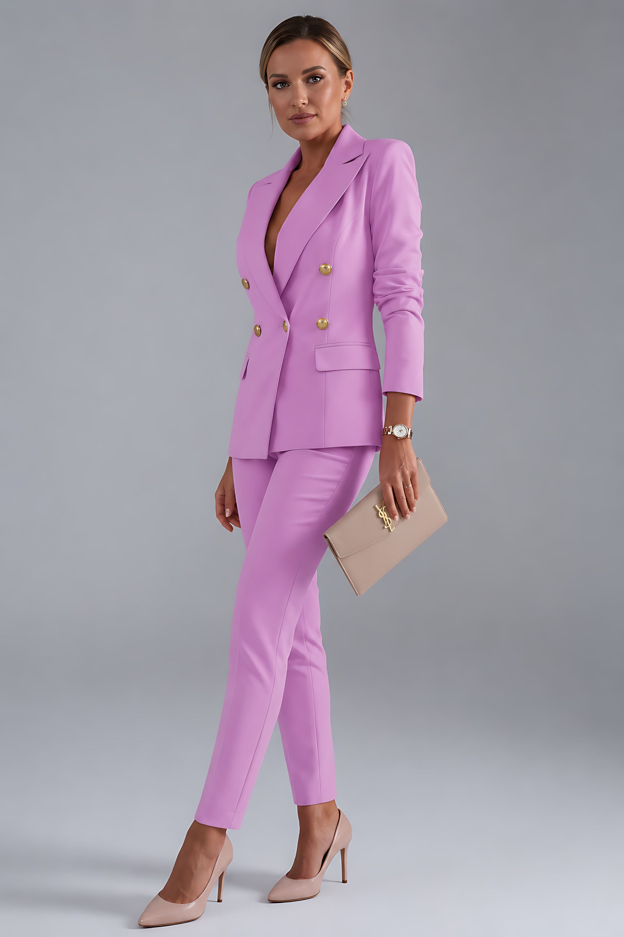 Rose – Tailored Double Breasted Blazer And Slim Pants Set
