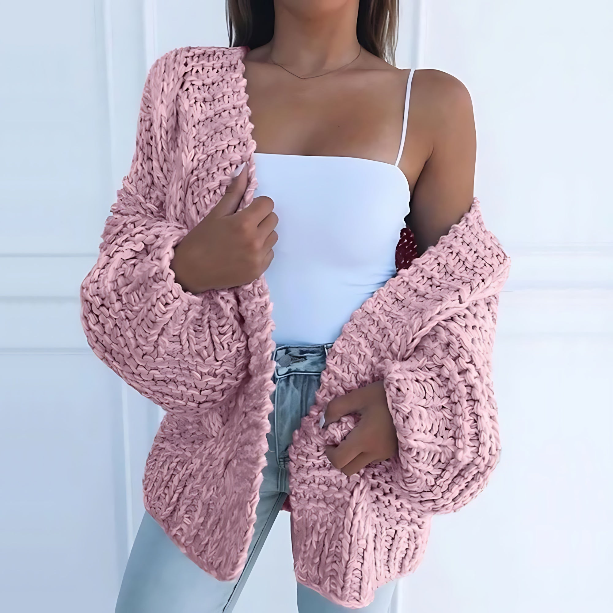 Rylee – Chunky Knit Open Front Cardigan