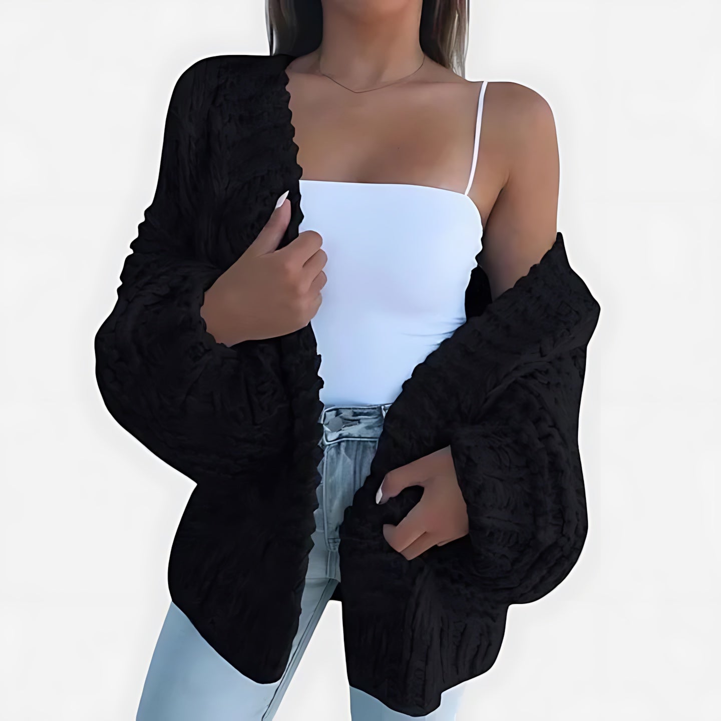 Rylee – Chunky Knit Open Front Cardigan