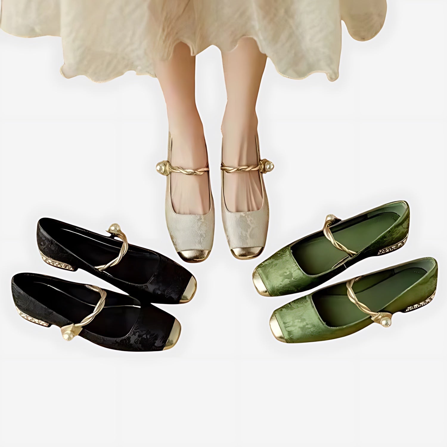 Rylee – Jacquard Cap Toe Low Heel Mary Janes