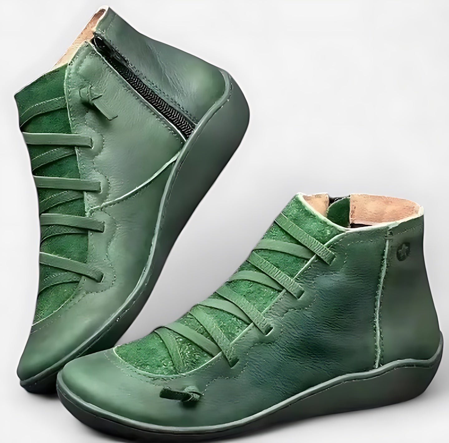 Rylee – Leather Lace Up Round Toe Ankle Boots