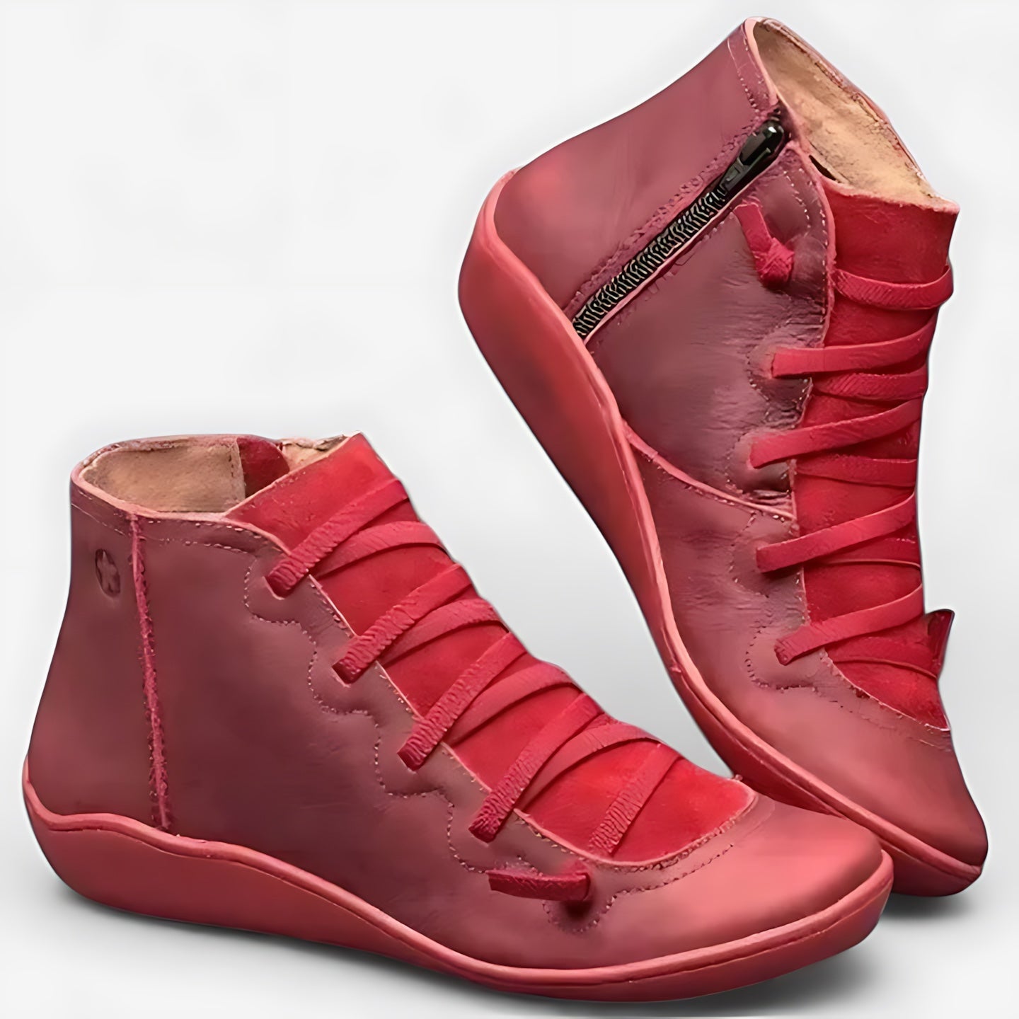 Rylee – Leather Lace Up Round Toe Ankle Boots