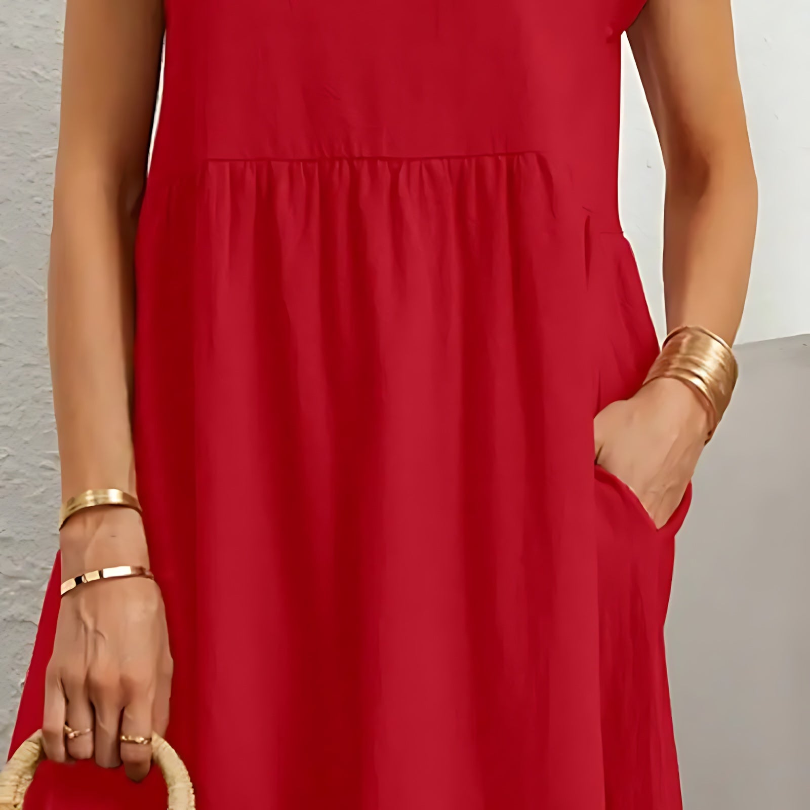 Sabrina – Crew Neck Short Sleeve A Line Midi Dress