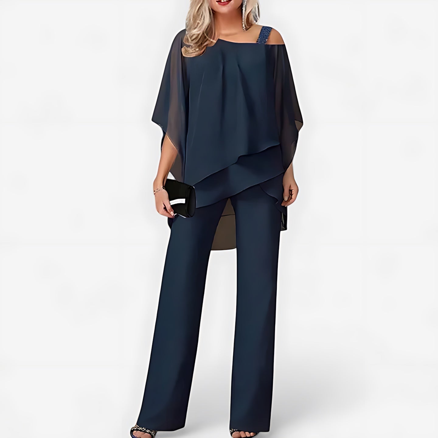 Sadie – Asymmetrical Tiered Top and Wide Leg Pants Set