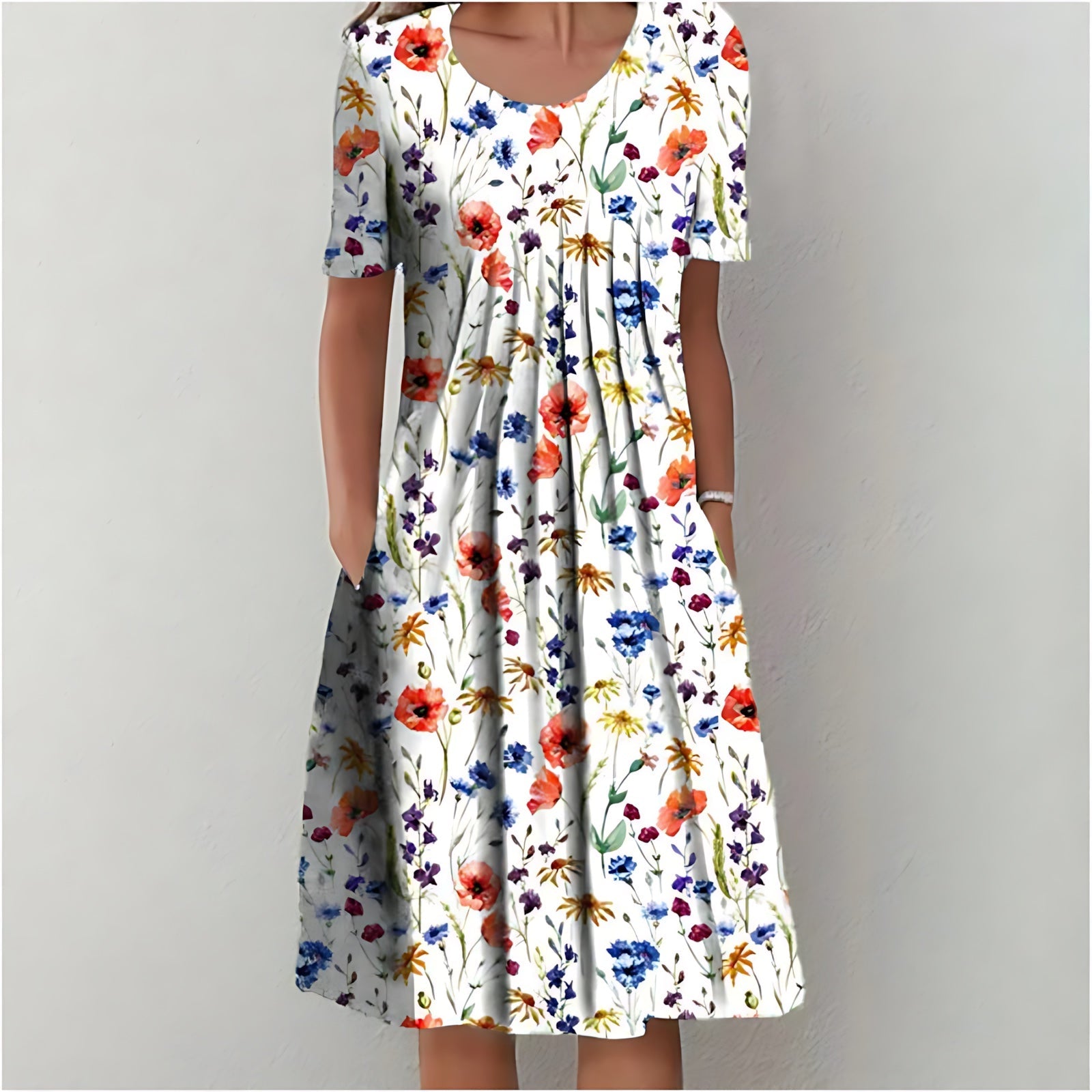 Sadie – Ditsy Floral Puff Sleeve Summer Midi Dress