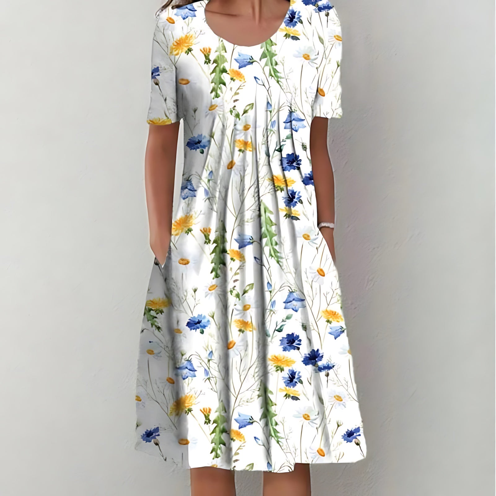 Sadie – Ditsy Floral Puff Sleeve Summer Midi Dress