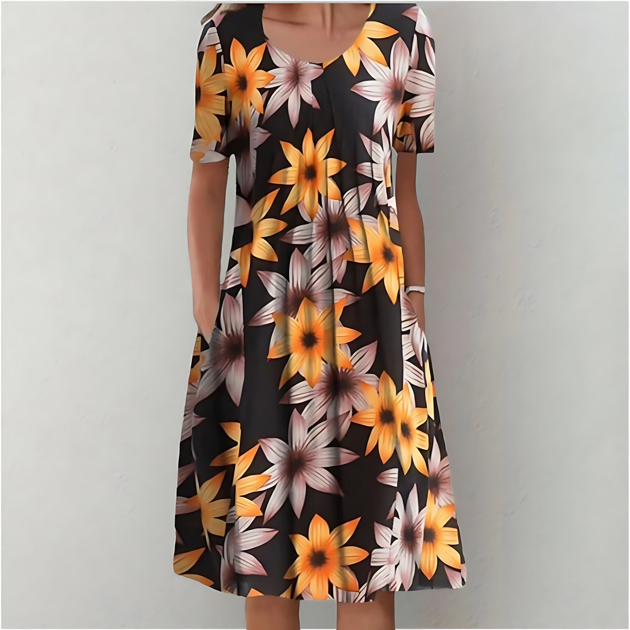Sadie – Ditsy Floral Puff Sleeve Summer Midi Dress