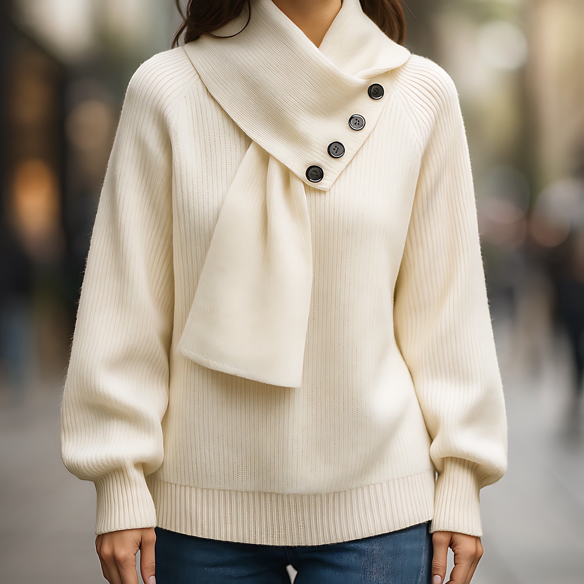 Sadie – Scarf Neck Knit Sweater