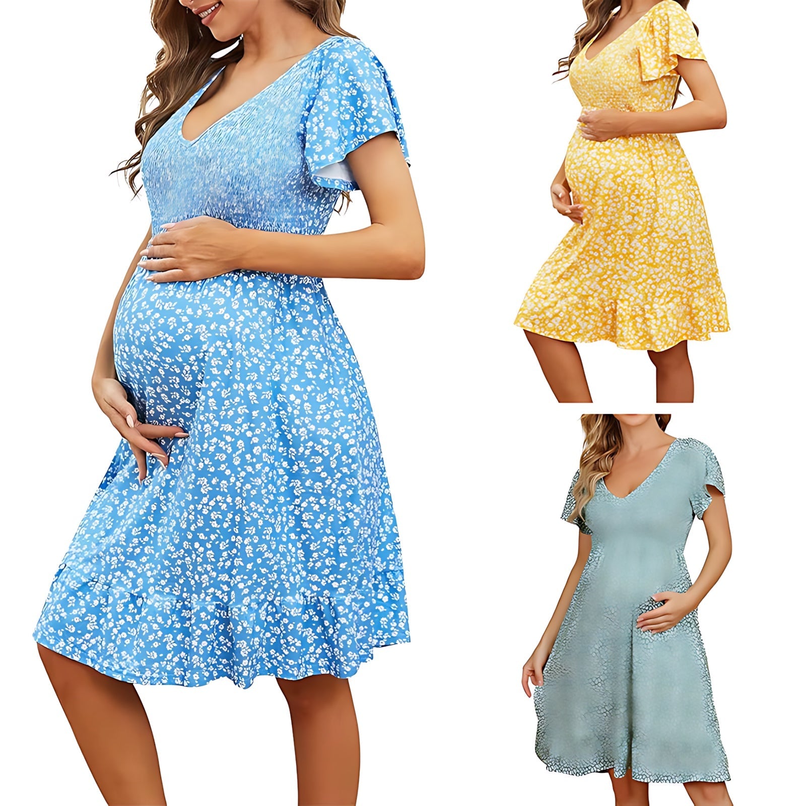 Sara – Floral Empire Waist Maternity Mini Dress