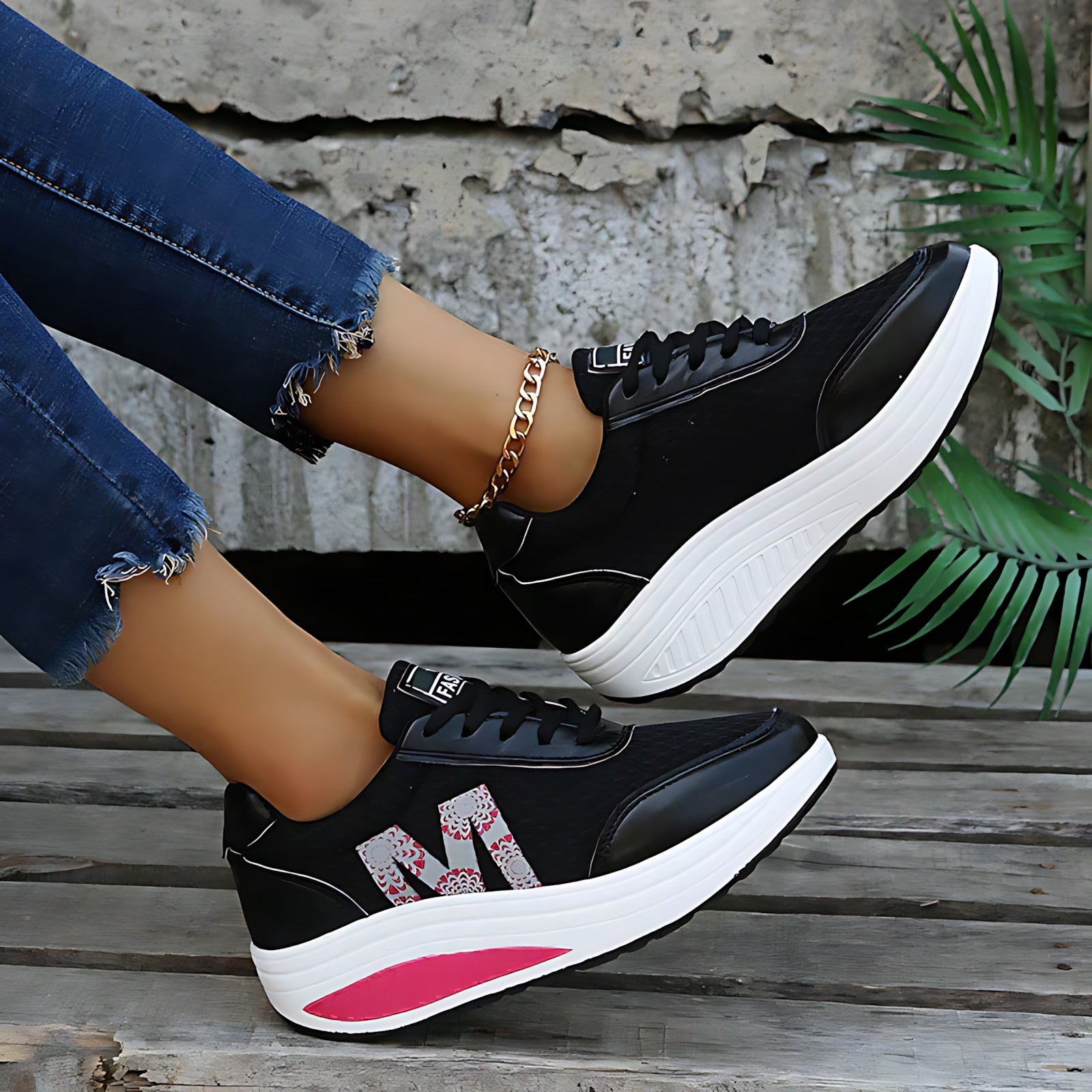 Sara – Platform Lace Up Walking Sneakers