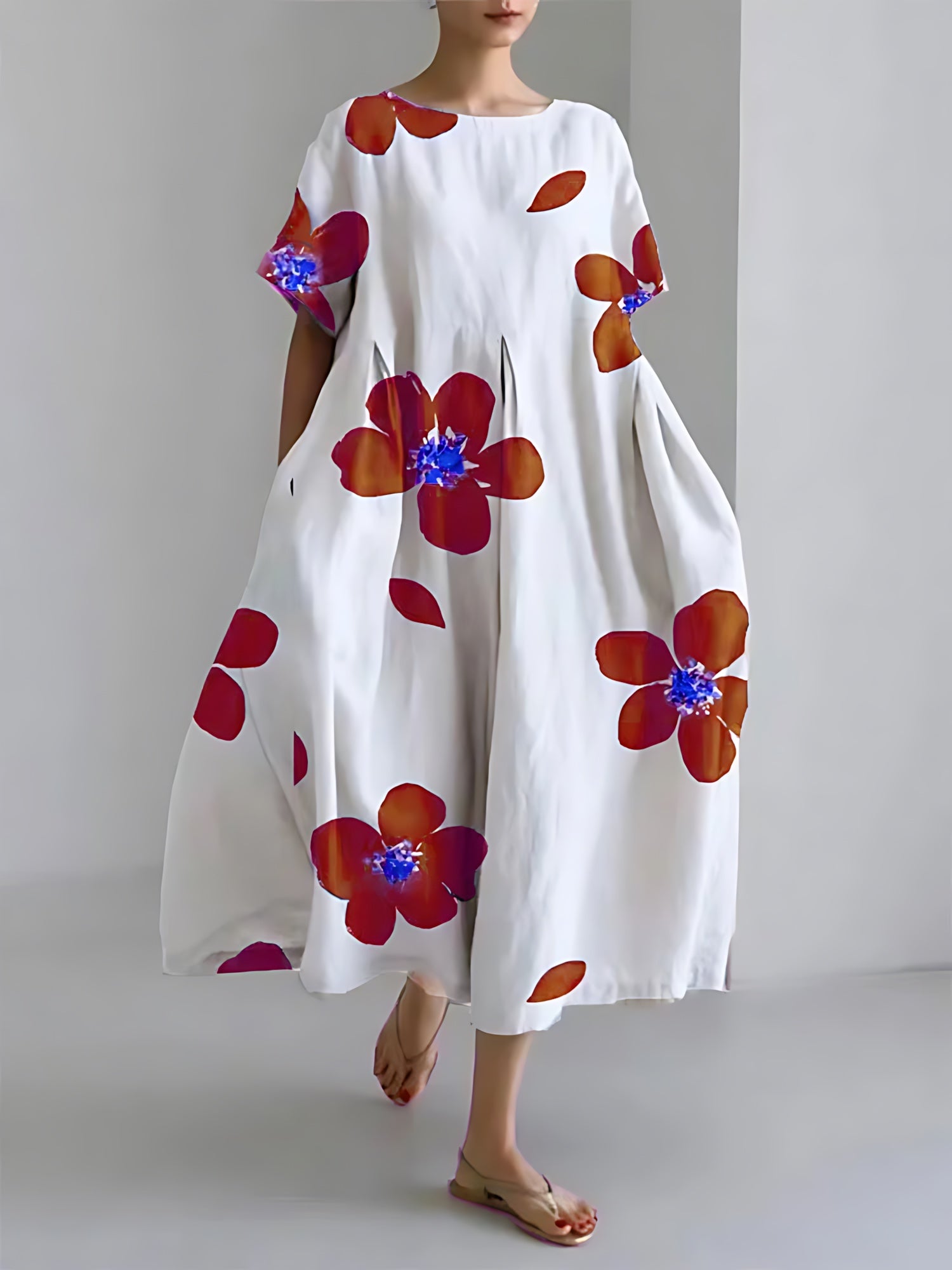 Sarah – Floral Print Loose Fit Summer Maxi Dress