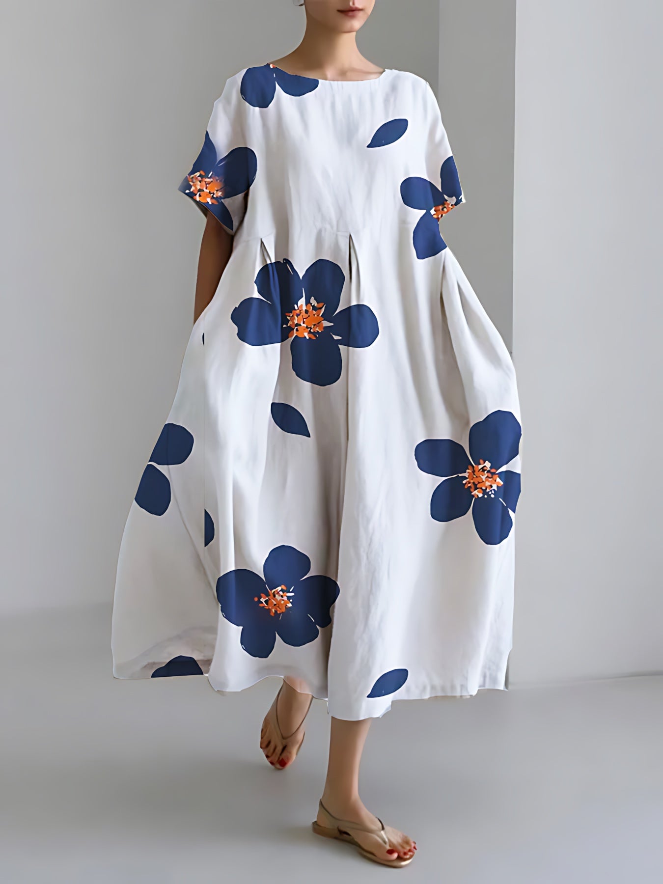 Sarah – Floral Print Loose Fit Summer Maxi Dress