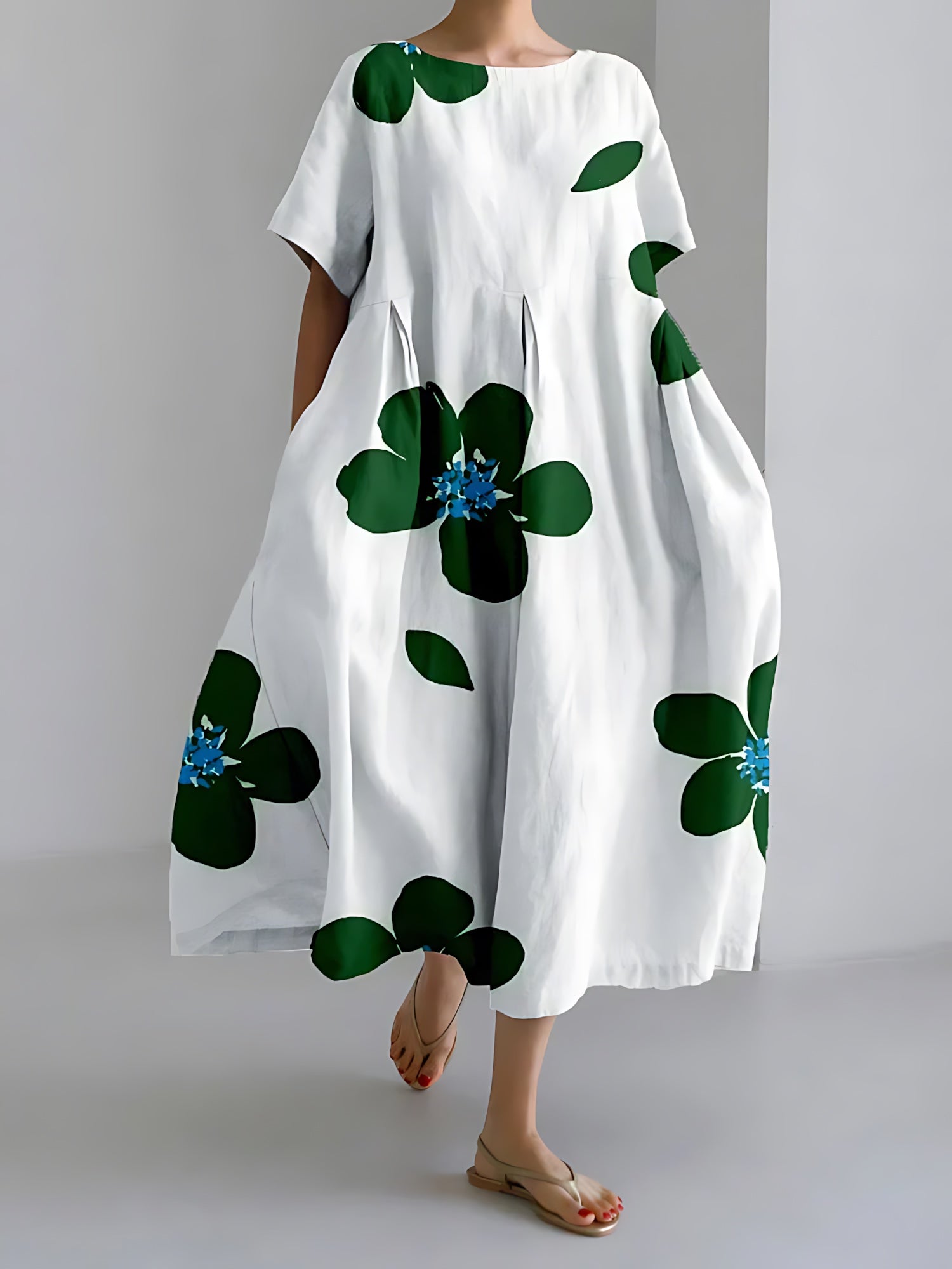 Sarah – Floral Print Loose Fit Summer Maxi Dress
