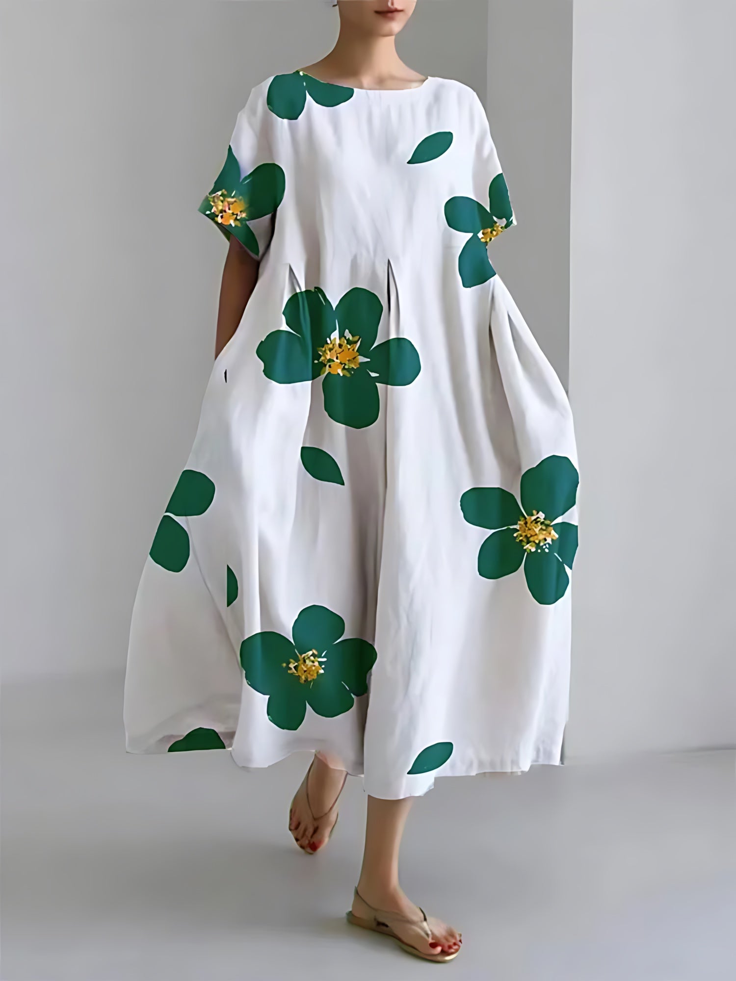 Sarah – Floral Print Loose Fit Summer Maxi Dress