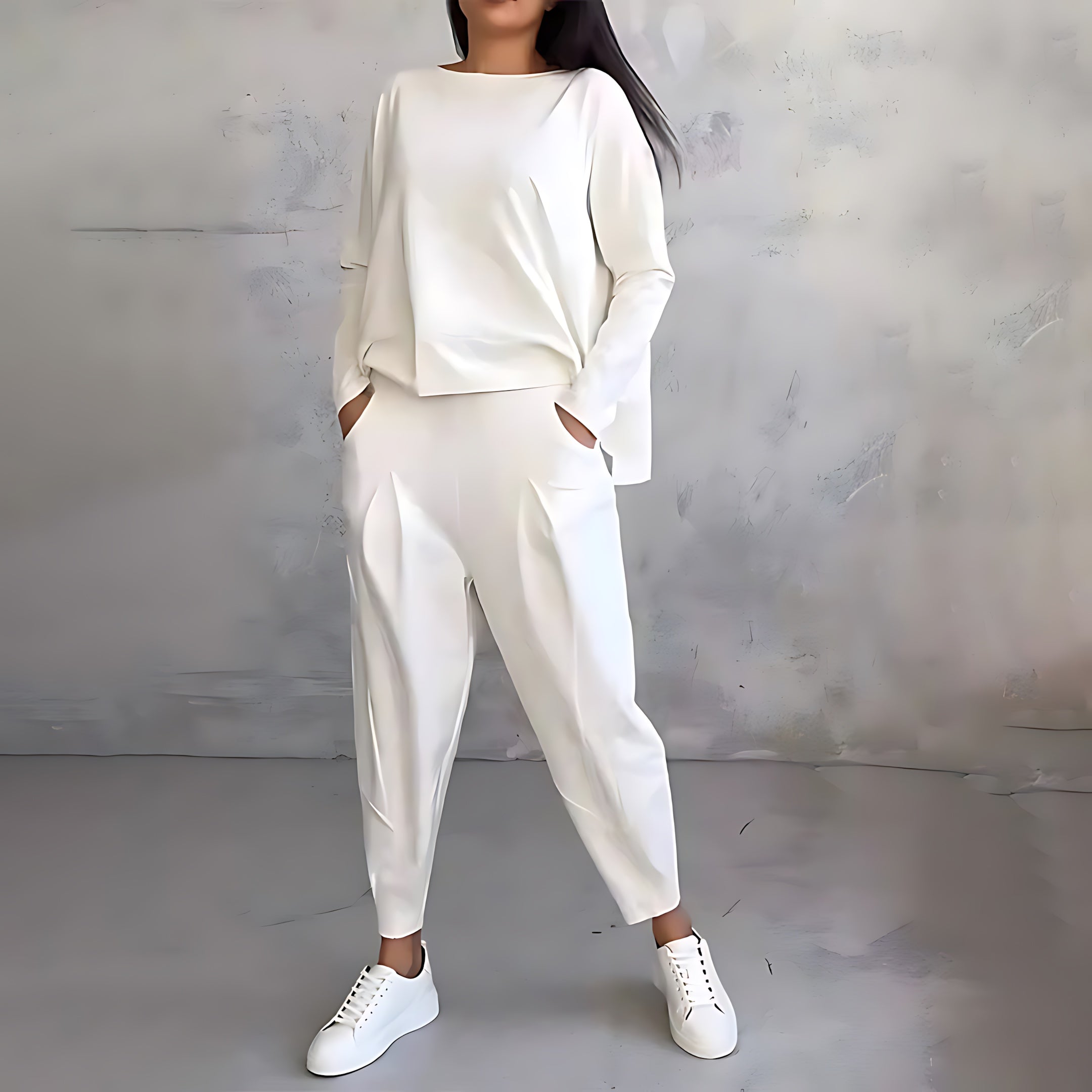 Sarah – Long Sleeve Top and Tapered Pants Lounge Set