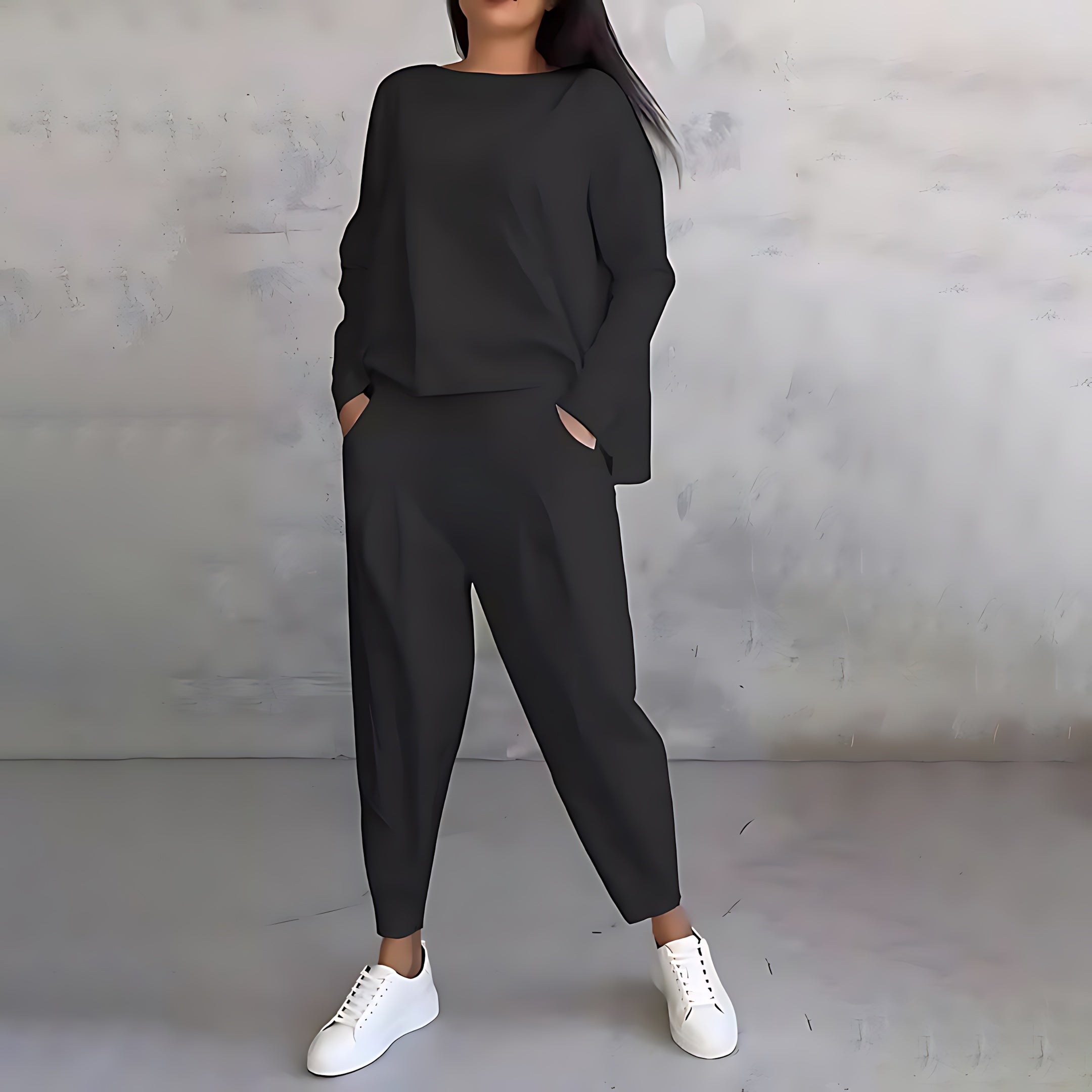 Sarah – Long Sleeve Top and Tapered Pants Lounge Set