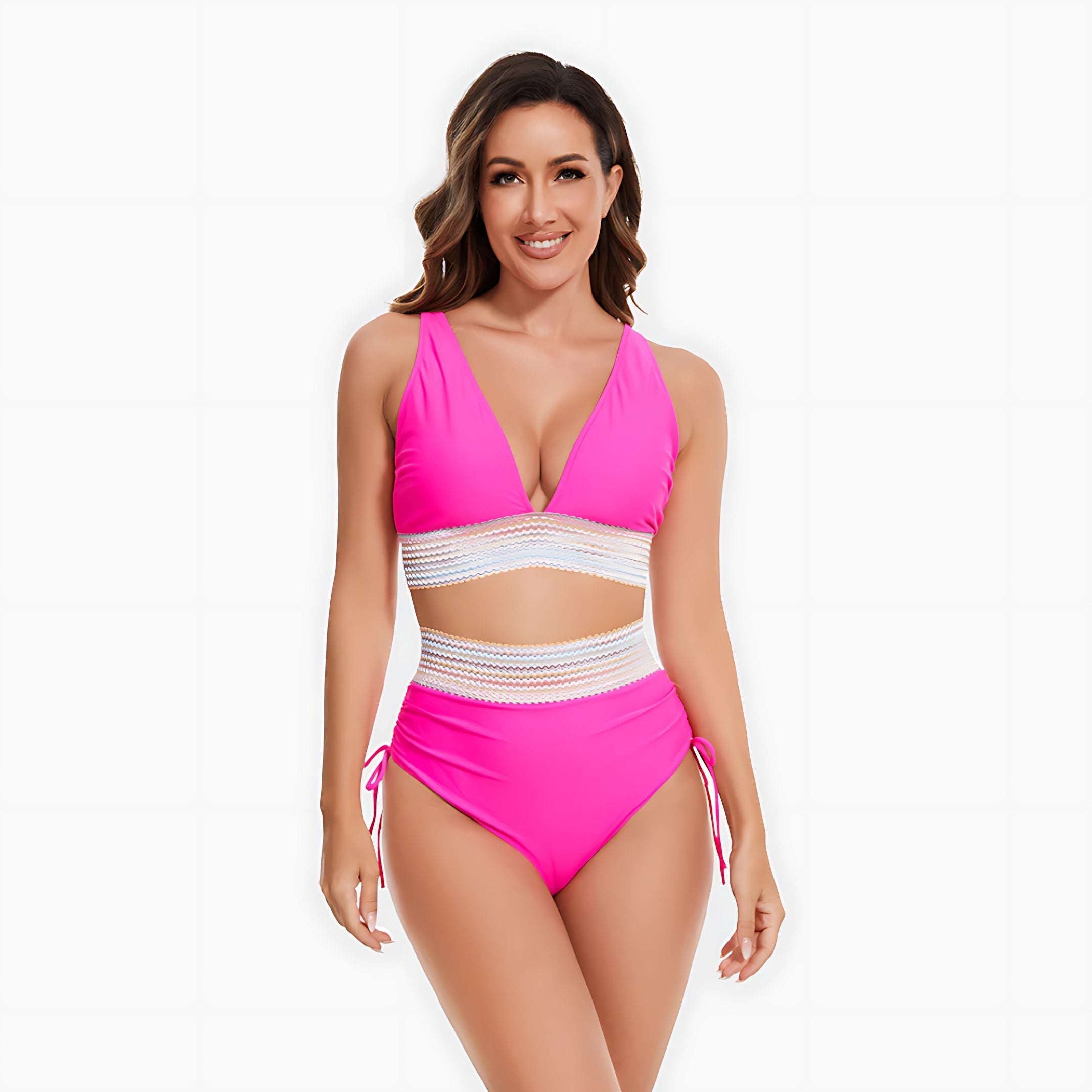 Savannah – Mesh V Neck High Waist Bikini Set