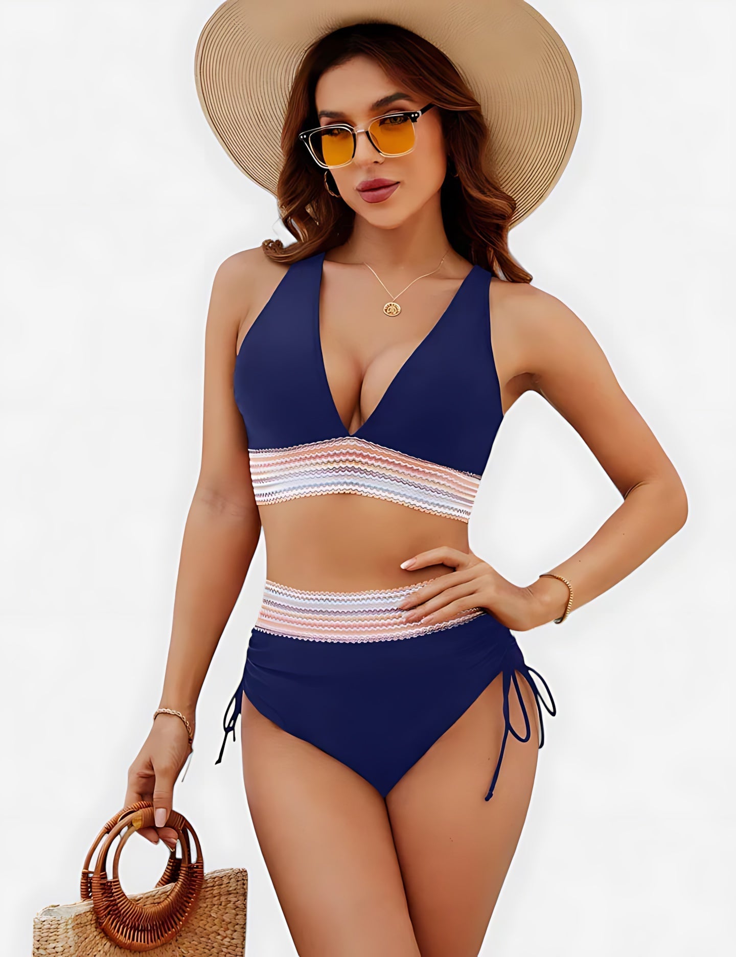Savannah – Mesh V Neck High Waist Bikini Set