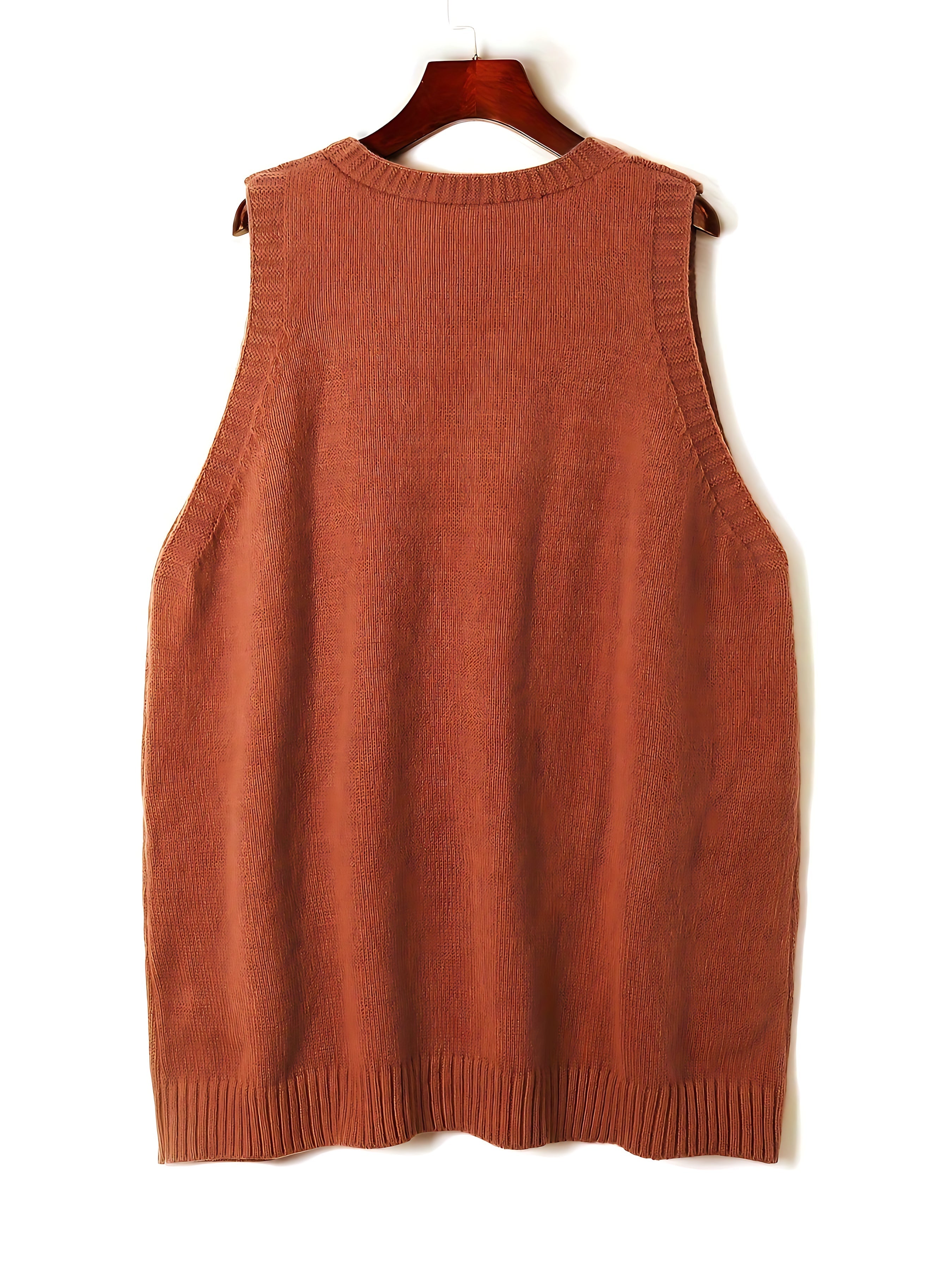 Savannah – Oversized V Neck Knit Vest