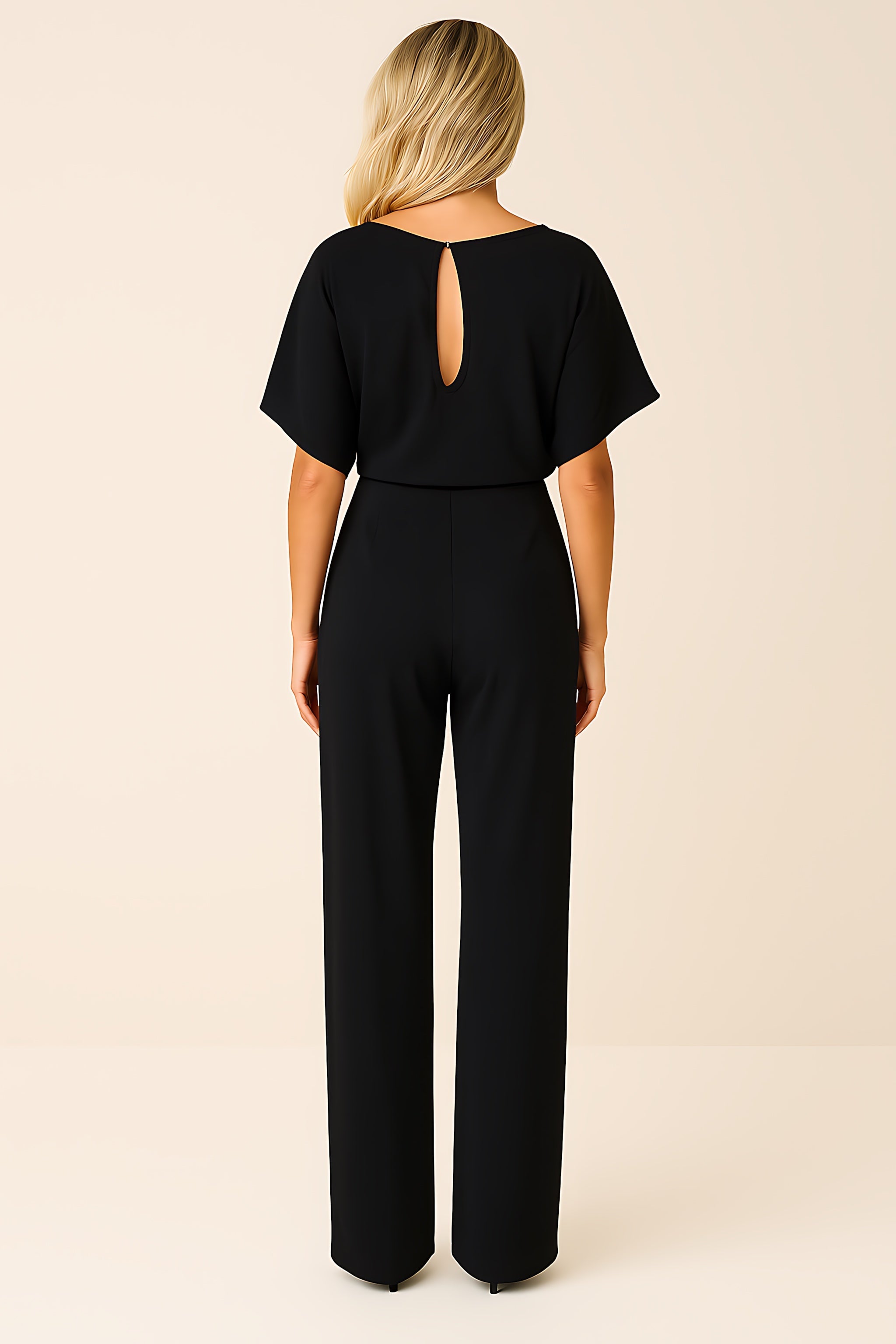 Savannah – Short Sleeve Tie Waist Wide Leg Jumpsuit