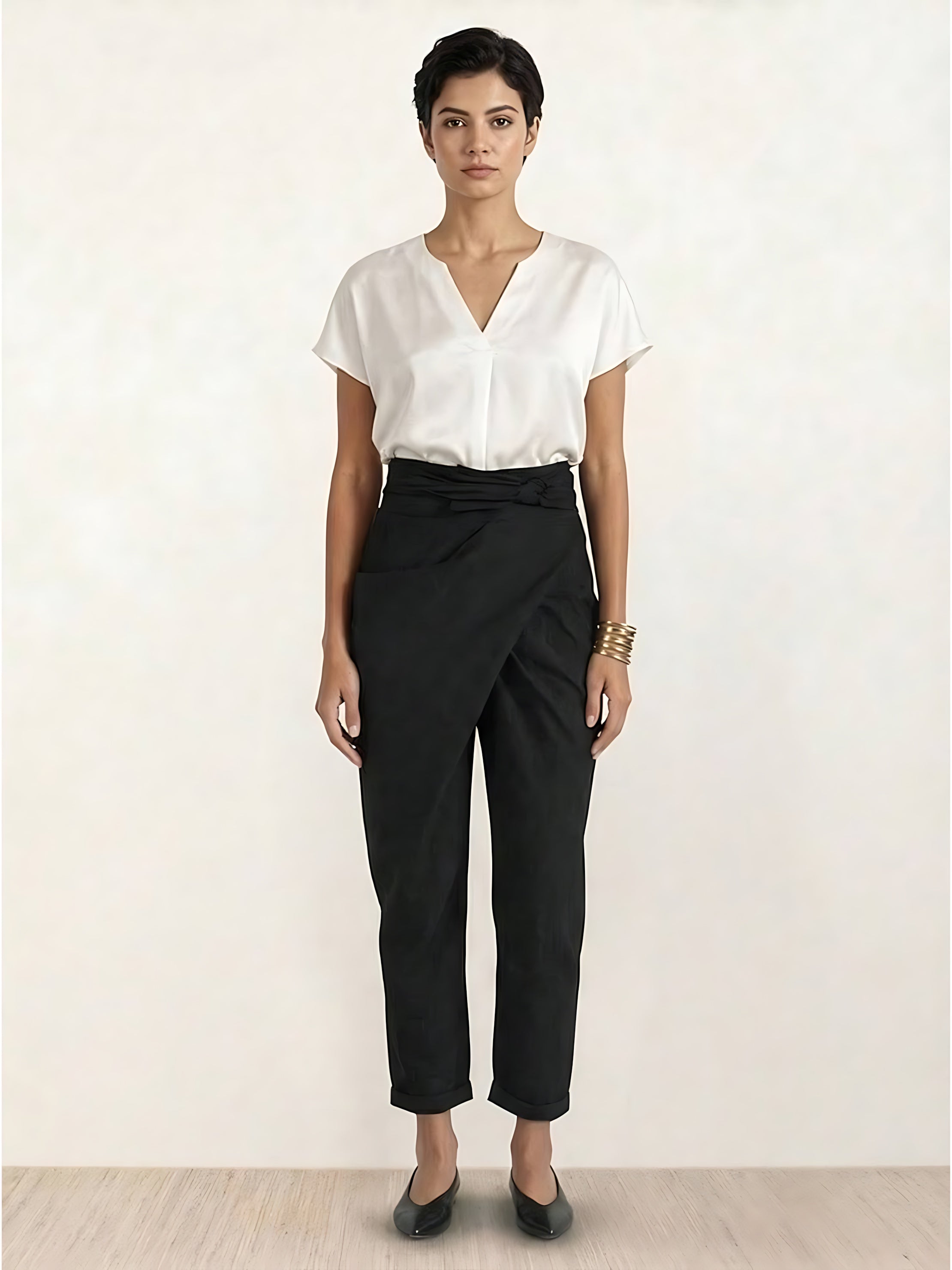 Savannah – Wrap Front Cropped Tapered Pants