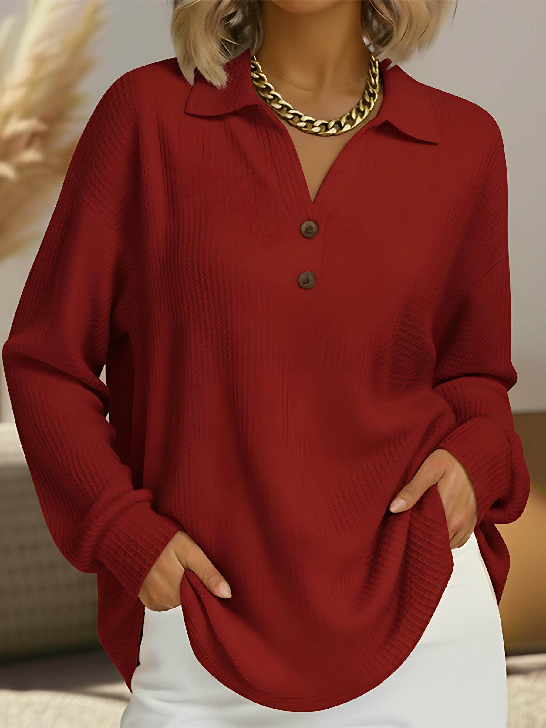 Scarlett – Quarter Button Knit Sweater