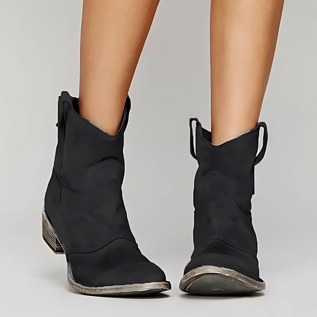 Scarlett – Suede Fringe Western Ankle Boots