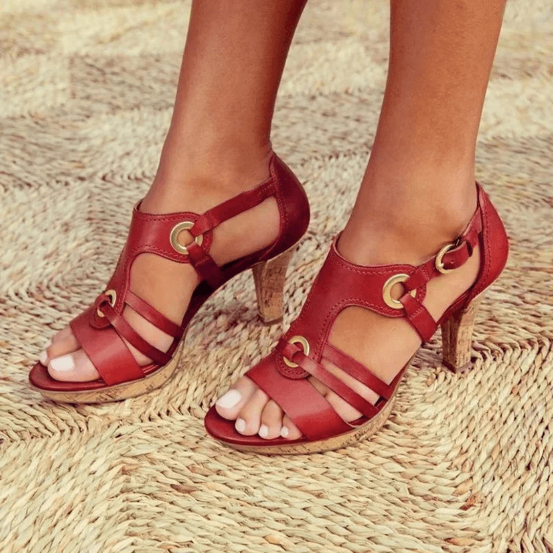 Ivy – Floral Cutout Block Heel Sandals