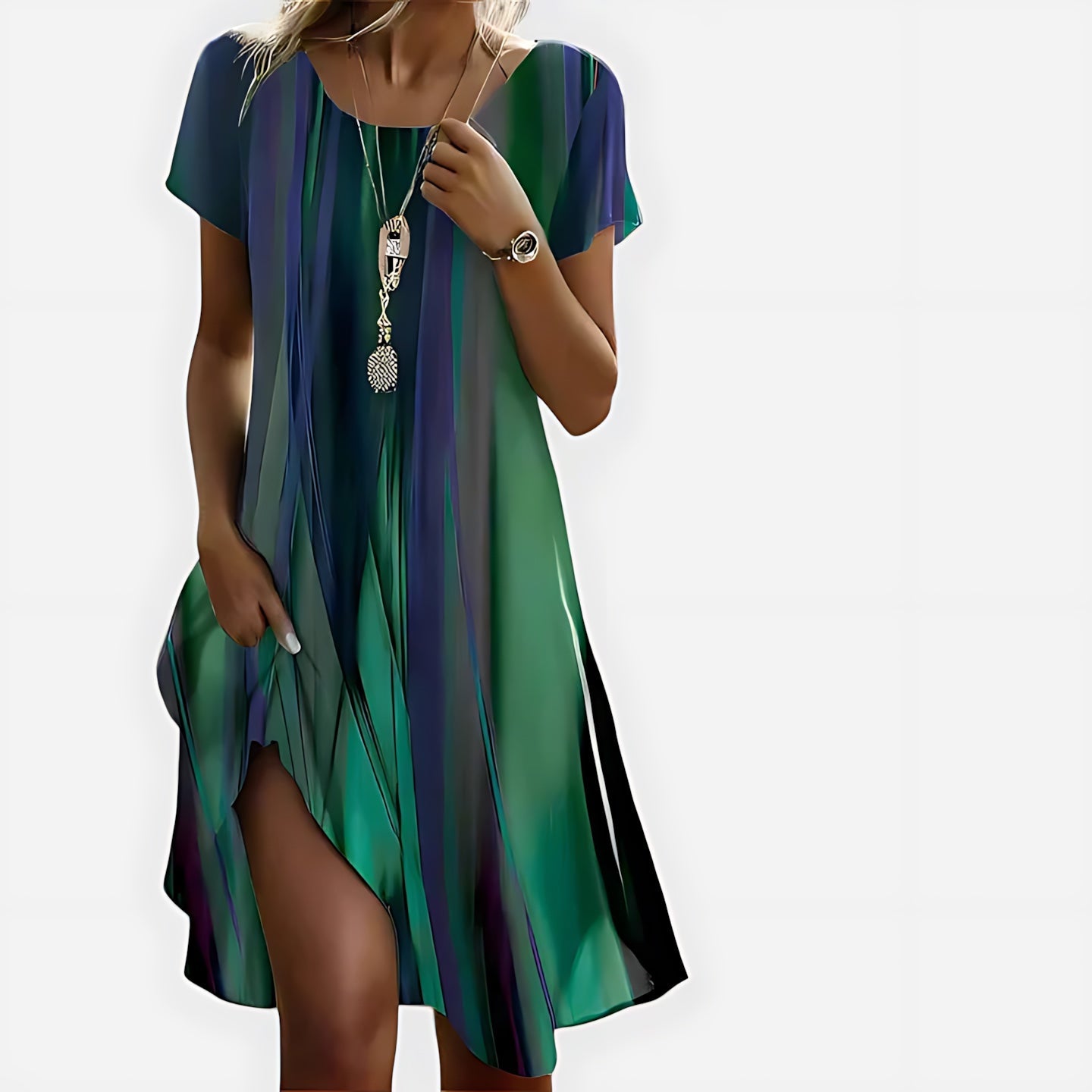 Selena – Tie Dye Flowy Asymmetric Hem Midi Dress