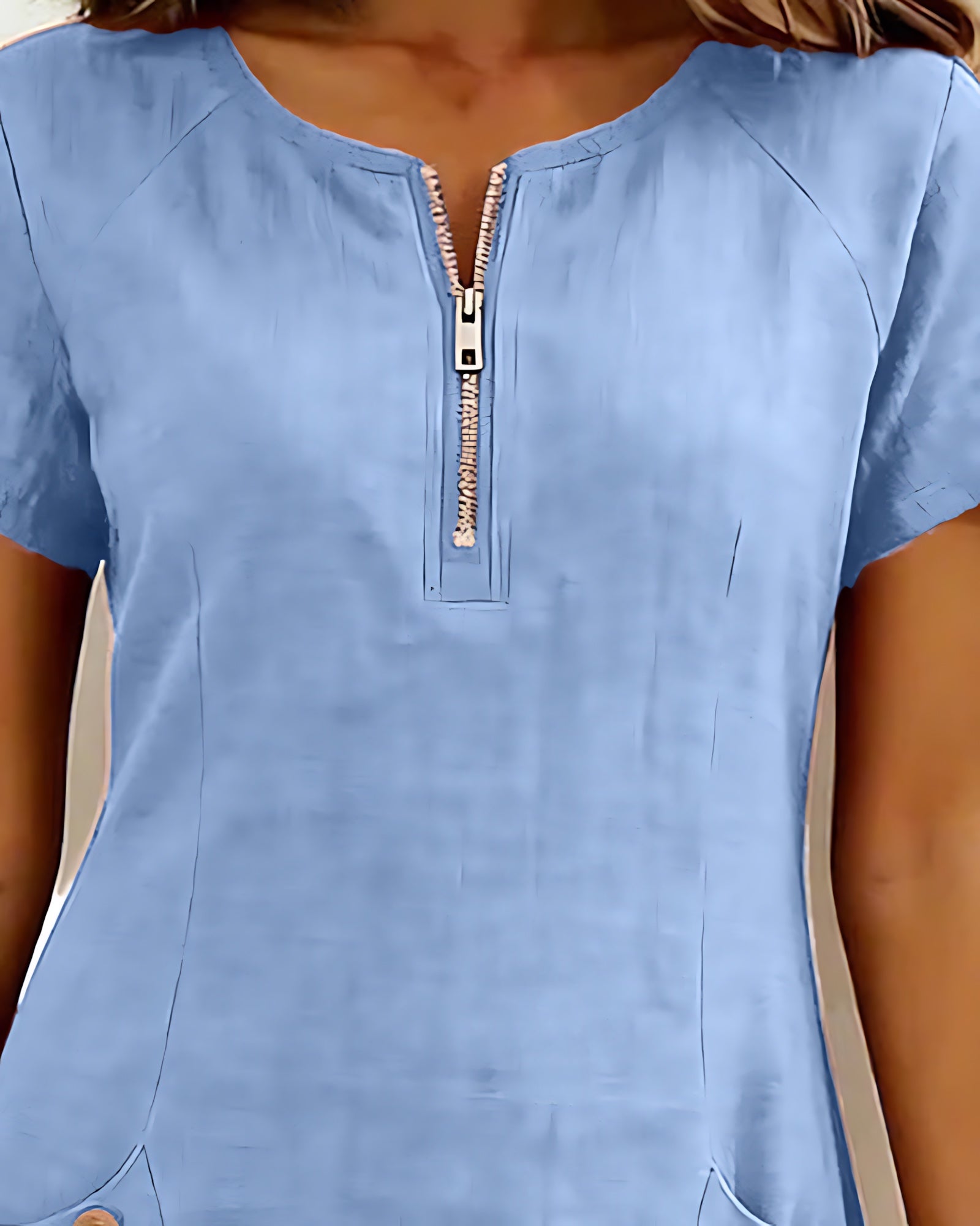Selena – Zip Neck Short Sleeve Shift Dress