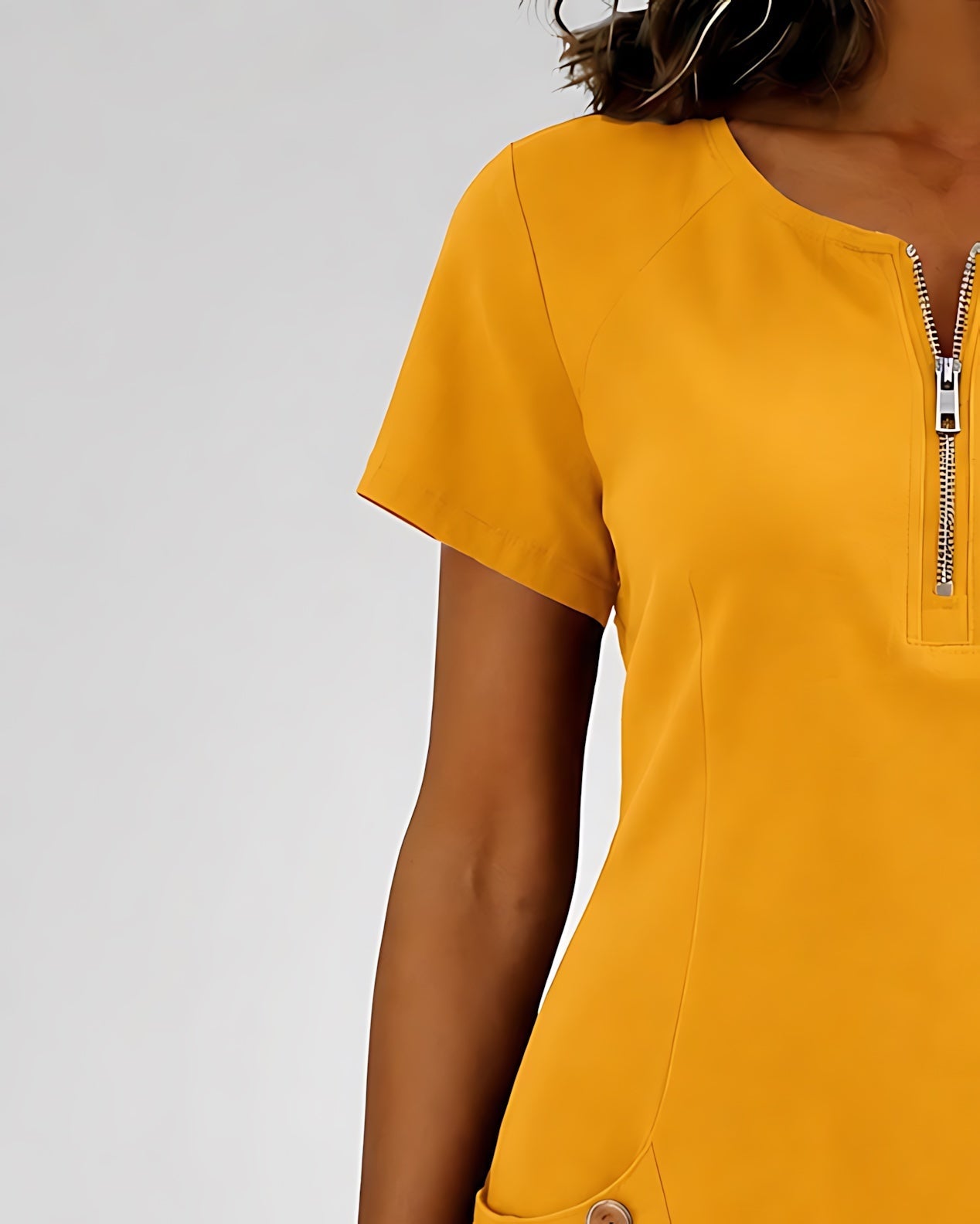 Selena – Zip Neck Short Sleeve Shift Dress