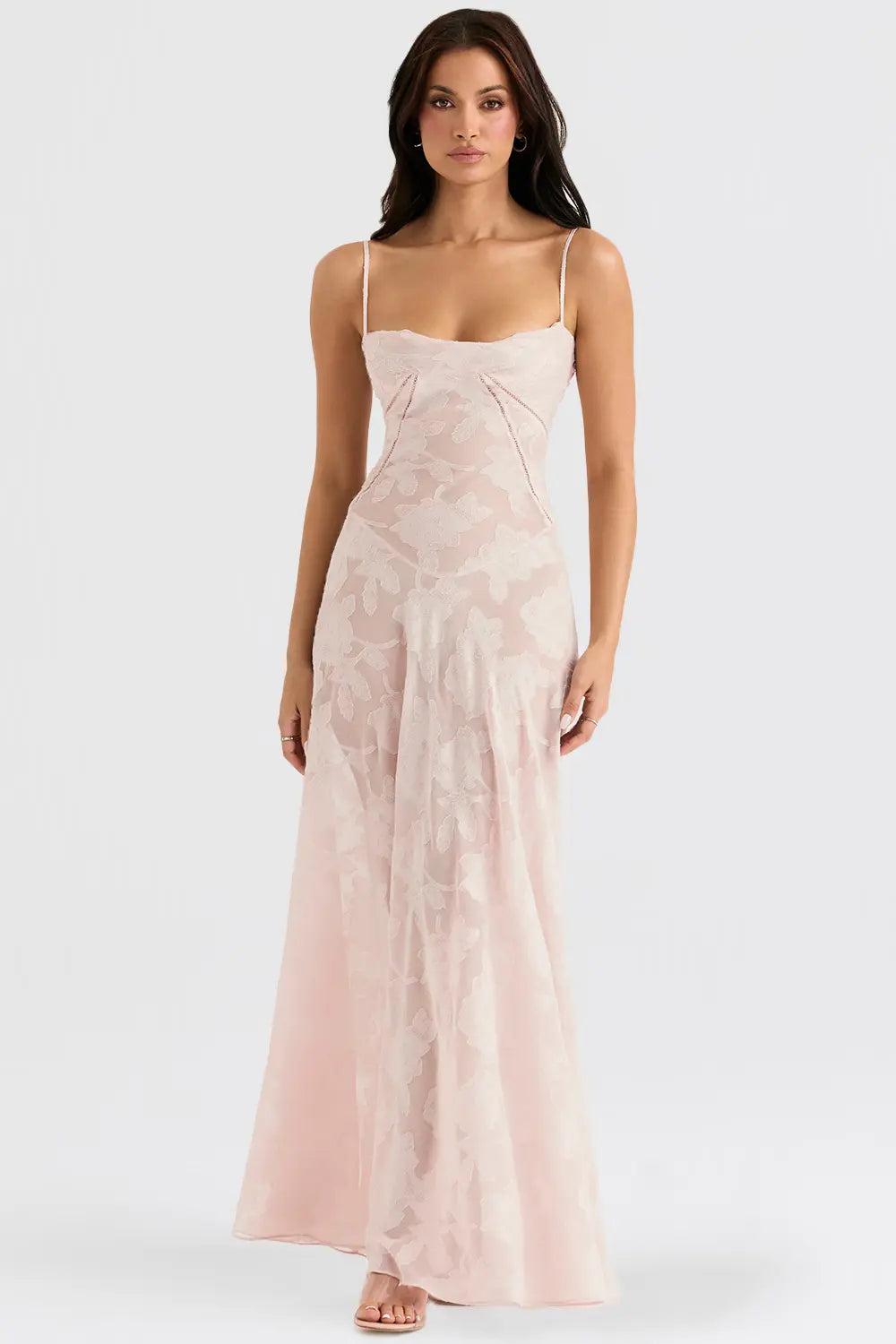Sloane – Floral Lace Bustier Evening Maxi Dress