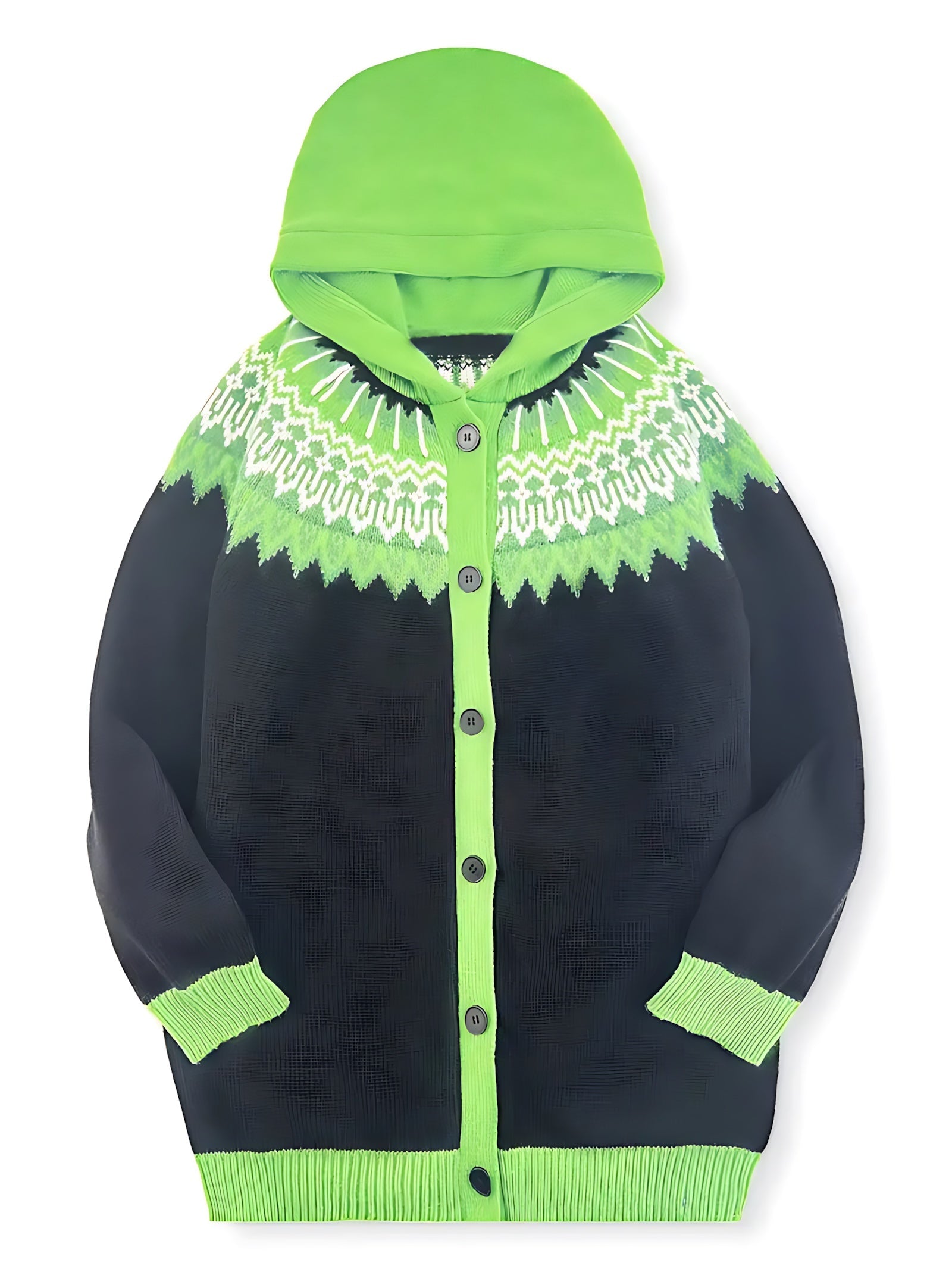 Serenity – Fair Isle Chunky Knit Button Up Cardigan