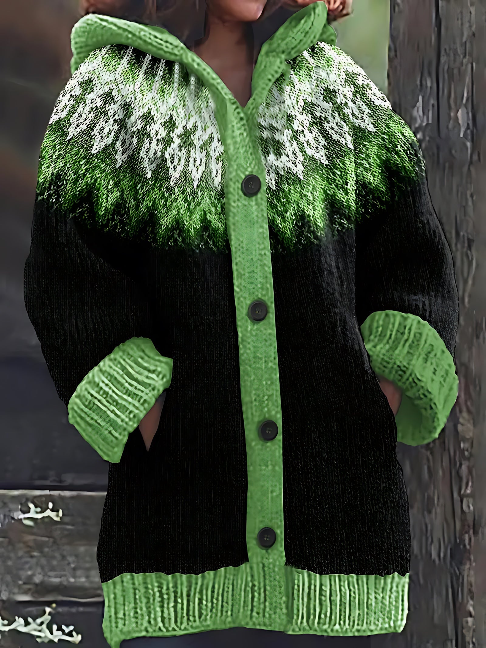 Serenity – Fair Isle Chunky Knit Button Up Cardigan