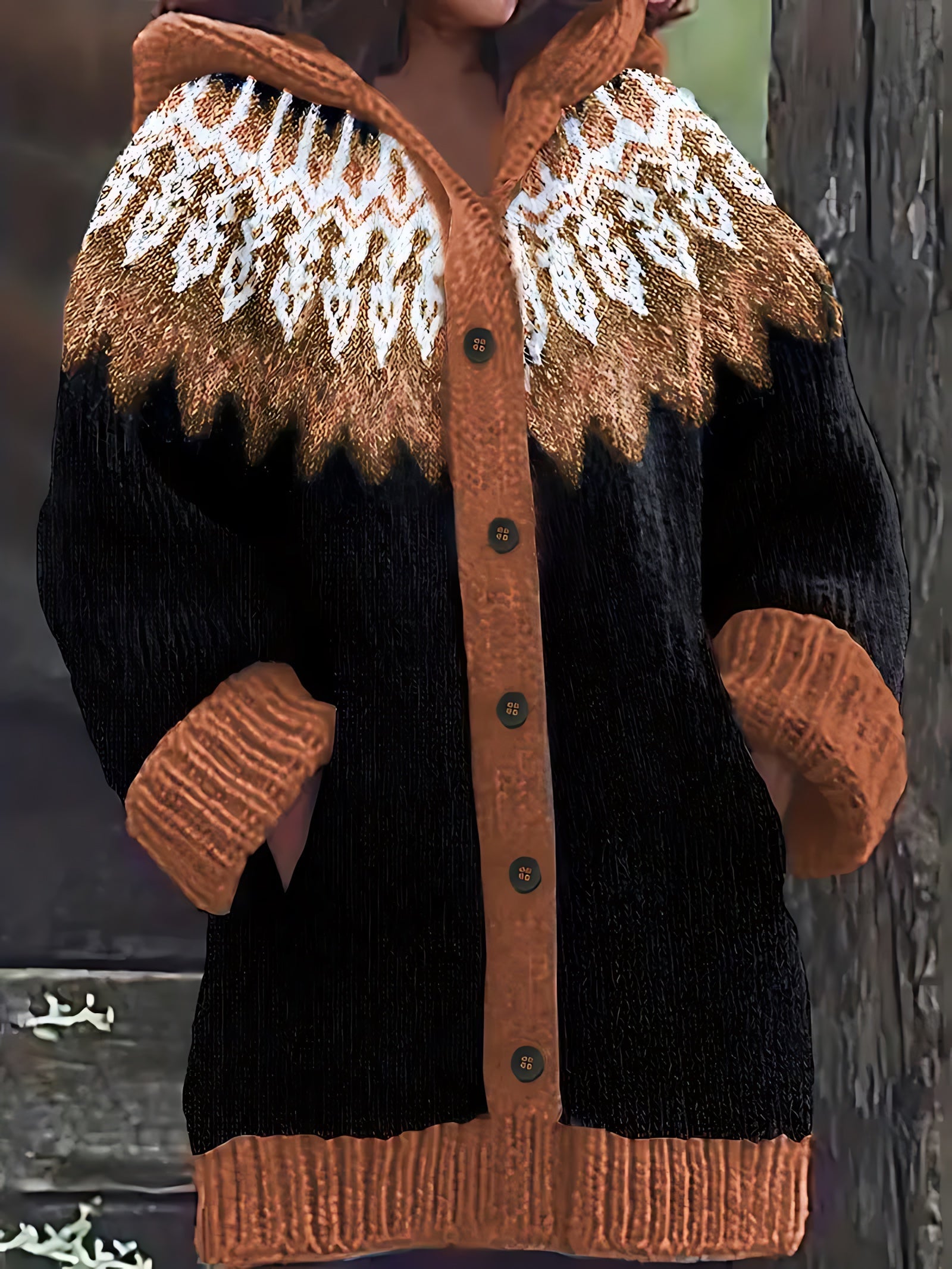 Serenity – Fair Isle Chunky Knit Button Up Cardigan