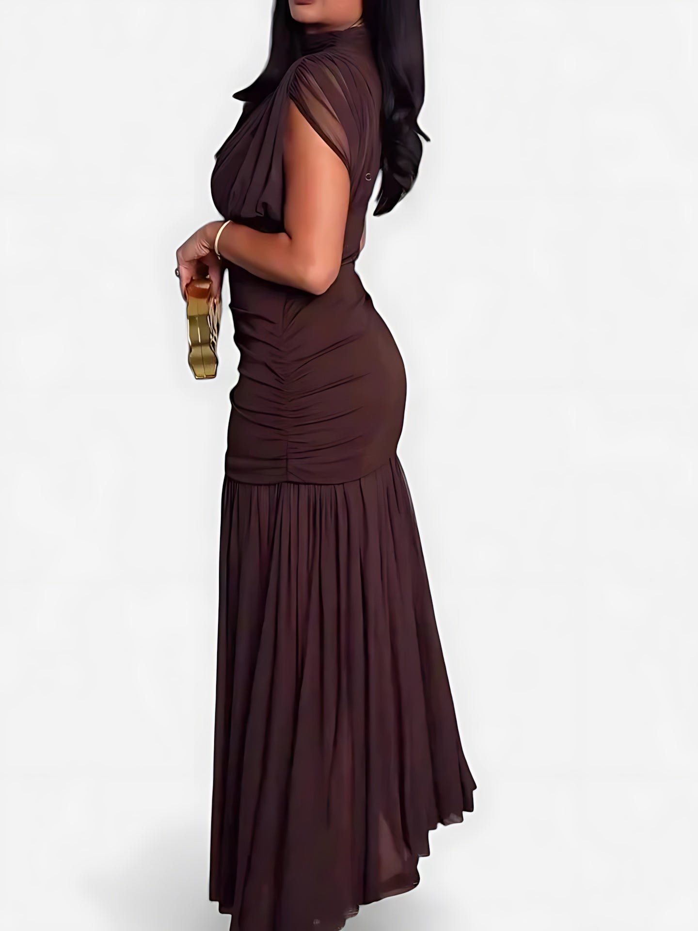 Serenity – One Shoulder Ruched Evening Maxi Dress