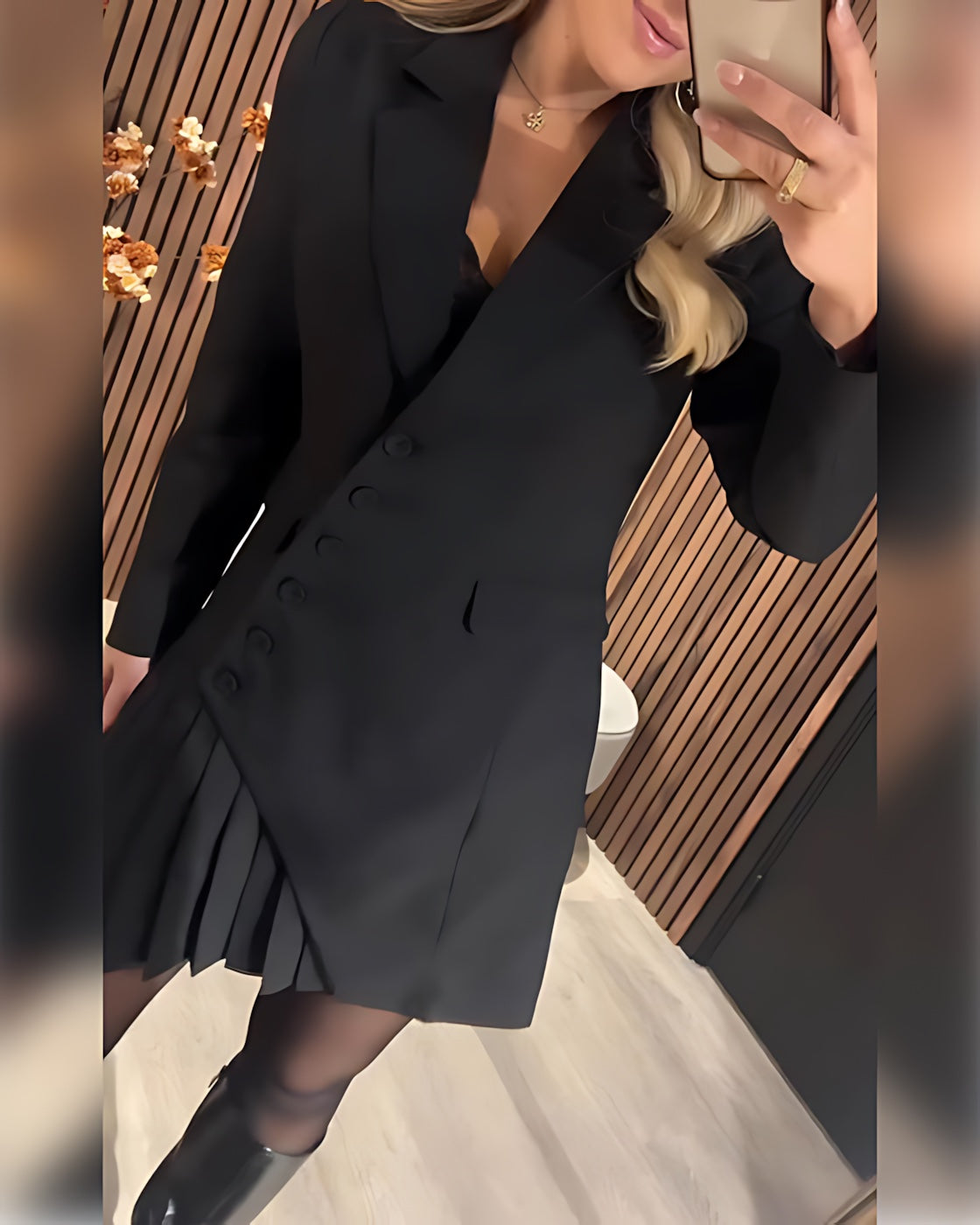 Serenity – Ruffle Hem Long Sleeve V Neck Mini Dress