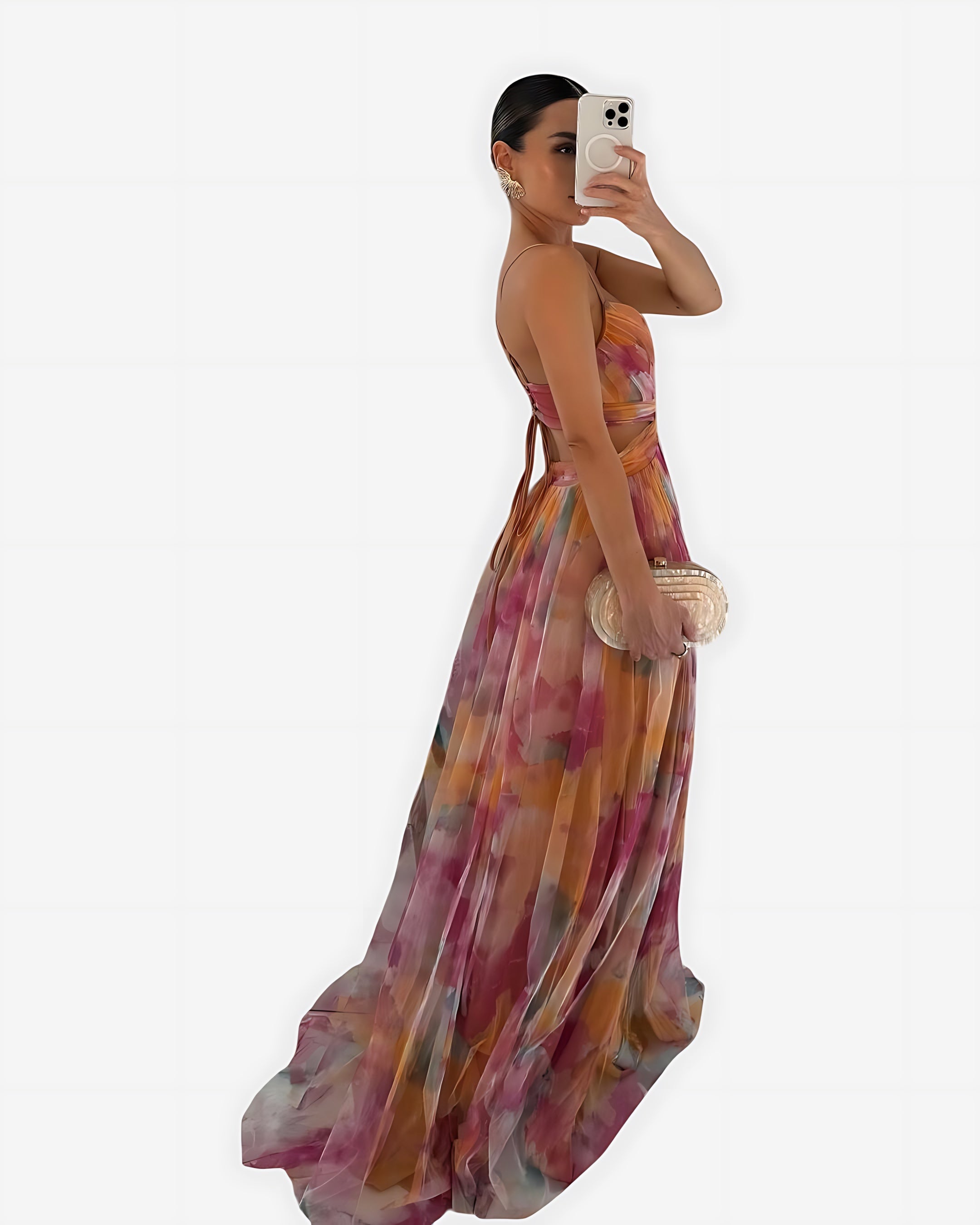 Sienna – Floral Chiffon V Neck Wedding Guest Maxi Dress