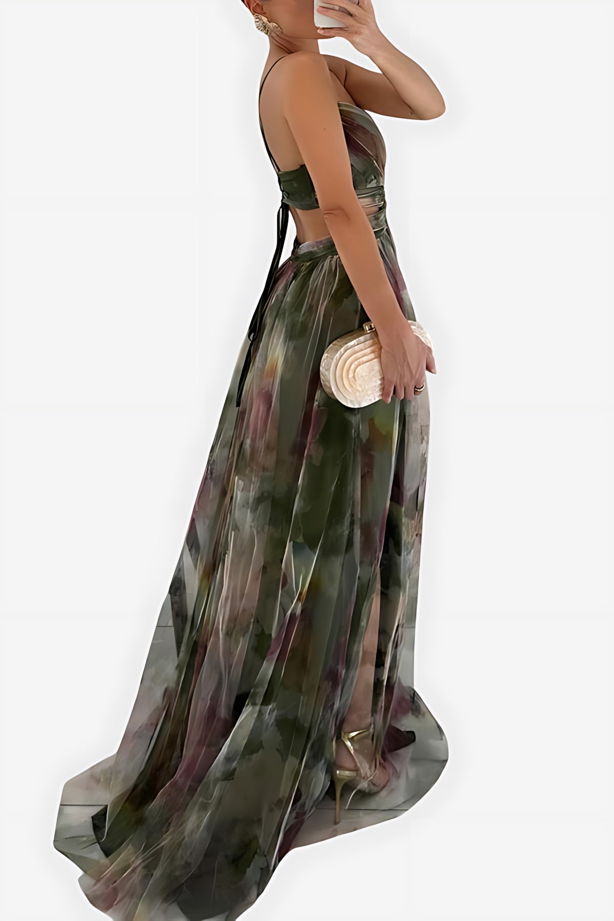 Sienna – Floral Chiffon V Neck Wedding Guest Maxi Dress