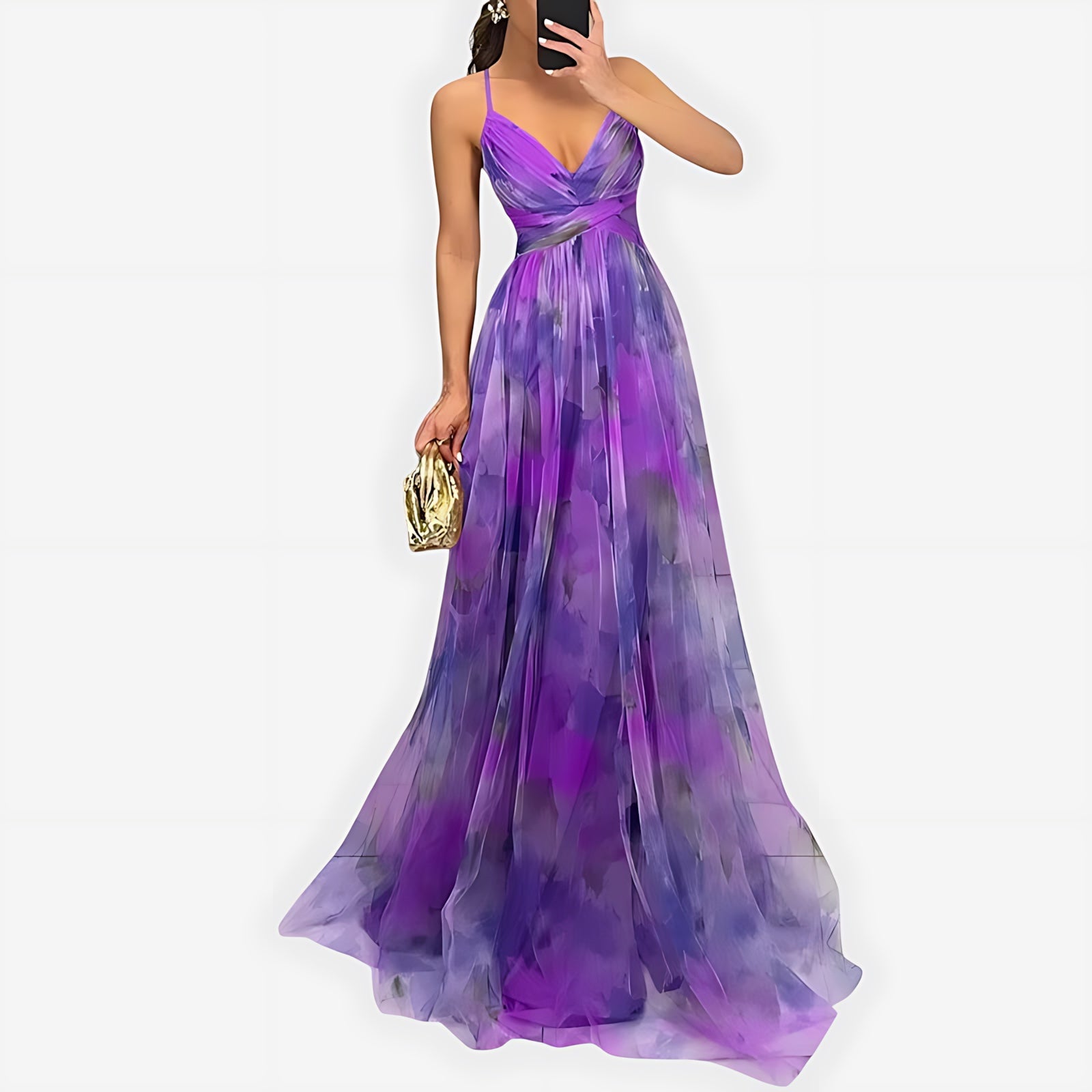 Sienna – Floral Chiffon V Neck Wedding Guest Maxi Dress