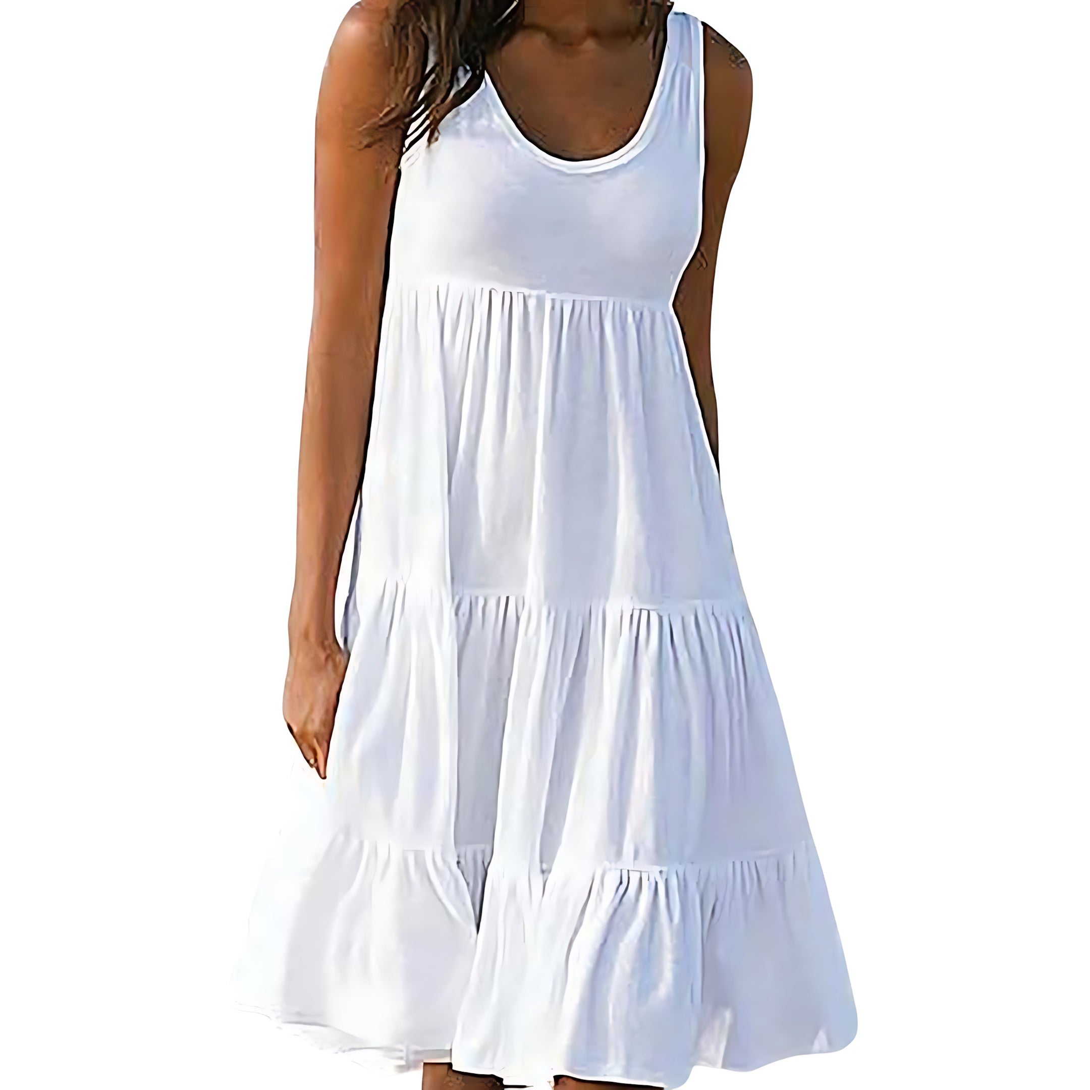Sienna – Tiered Scoop Neck Summer Midi Dress