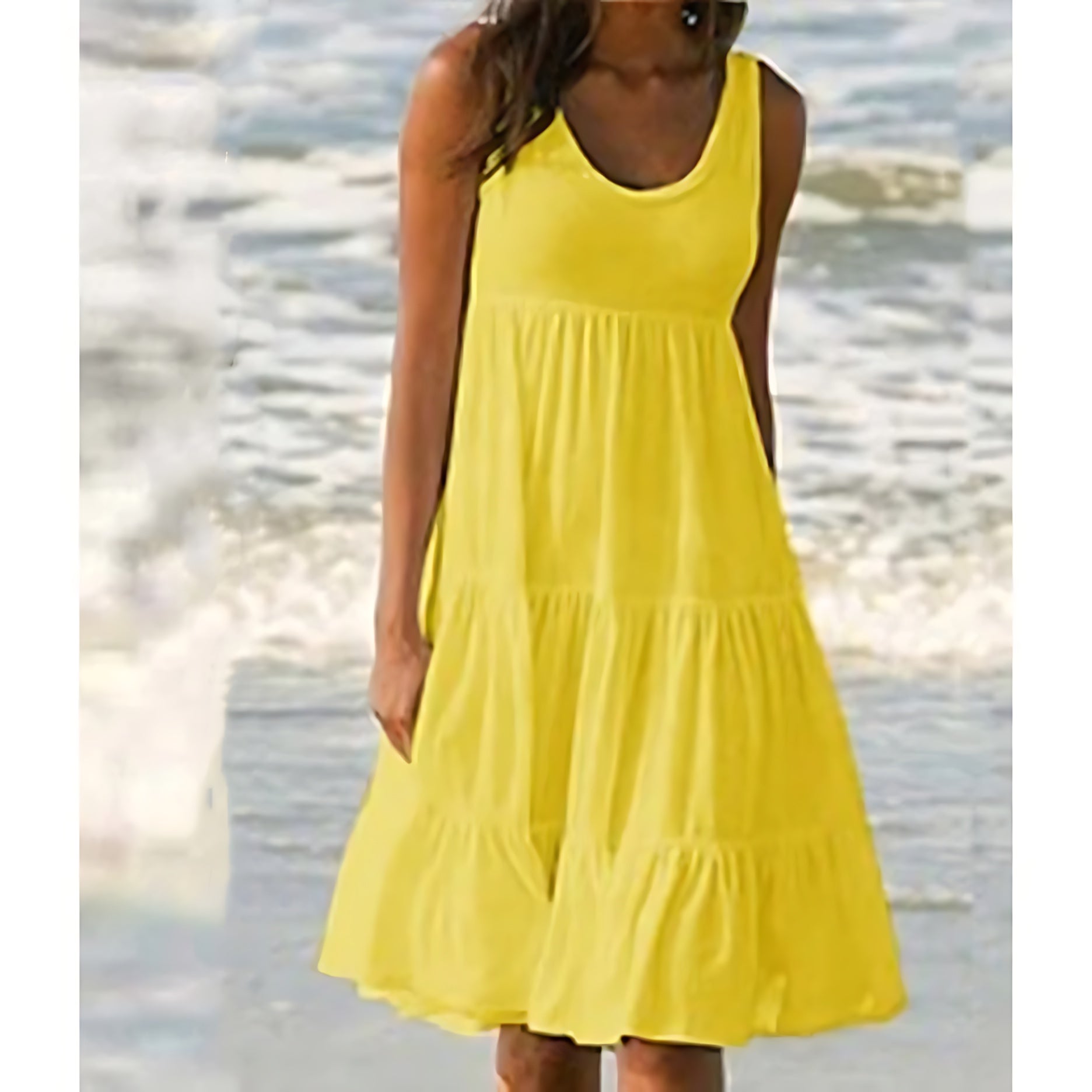 Sienna – Tiered Scoop Neck Summer Midi Dress