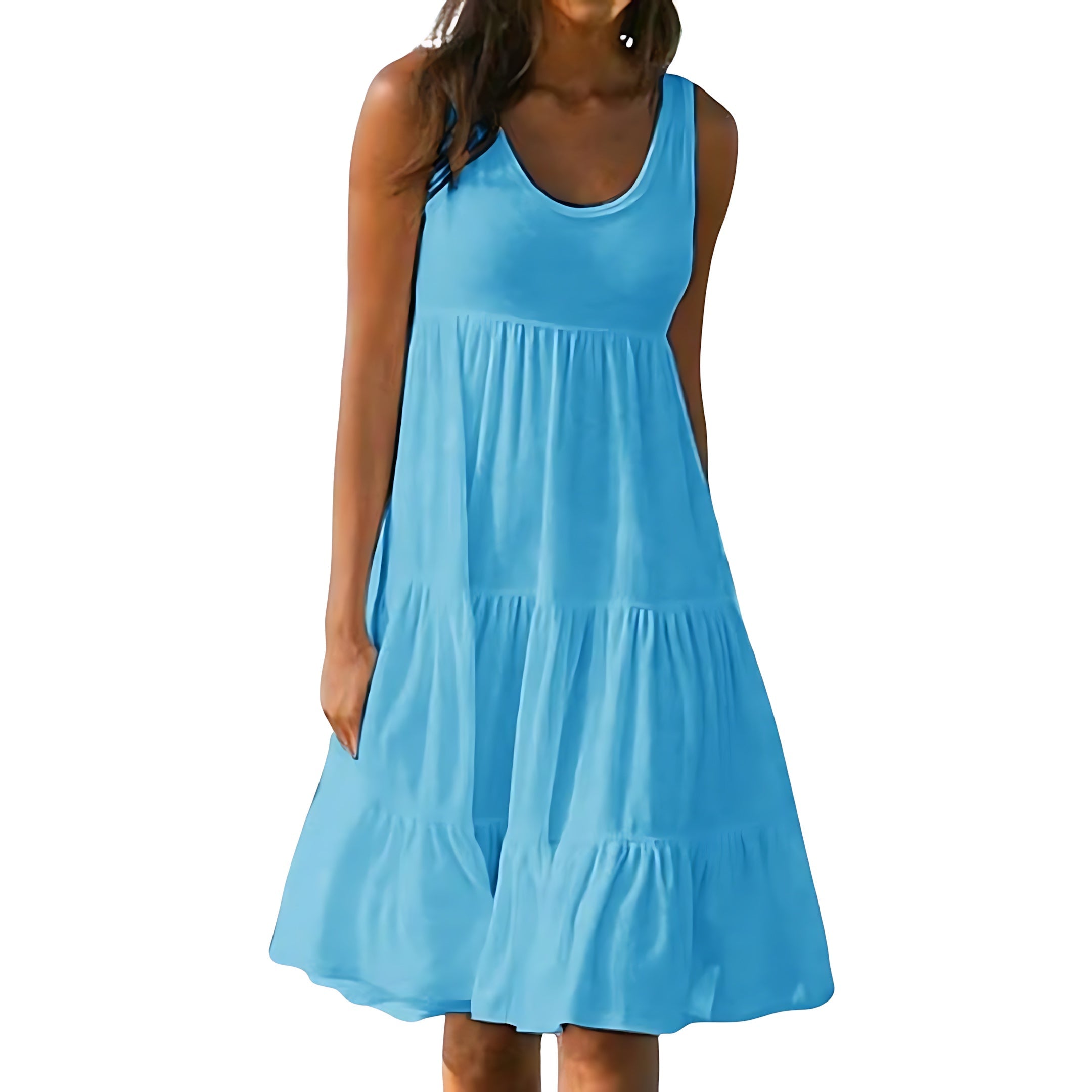 Sienna – Tiered Scoop Neck Summer Midi Dress